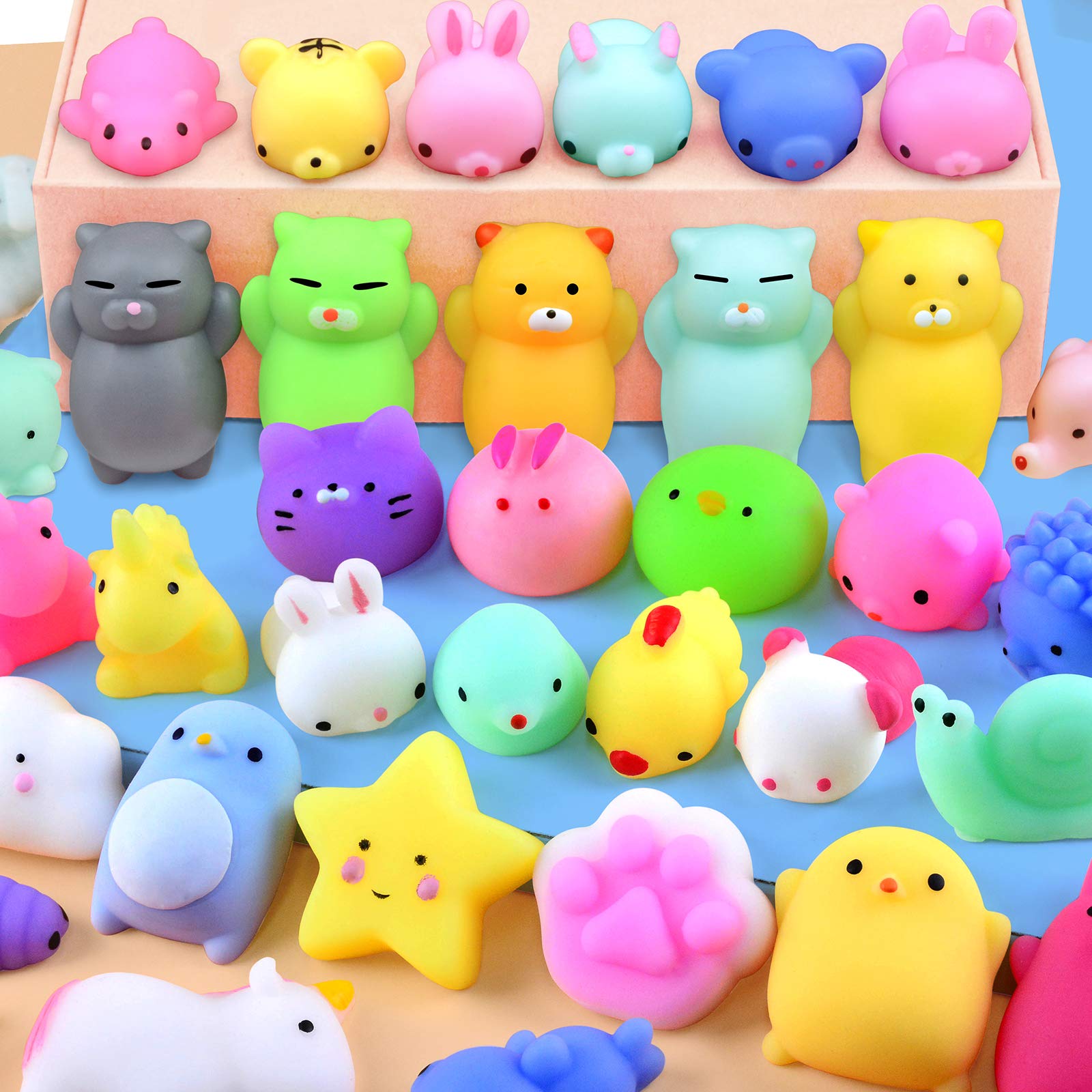 28Pcs Mochi Squishy Toys: Mini Squishies Bulk Animal Squishy Kids Party Favors Easter Egg Fillers Stress Relief Toys Treasure Box Classroom Prizes Valentine Gifts Christmas Goodie Bag Stuffers, Random