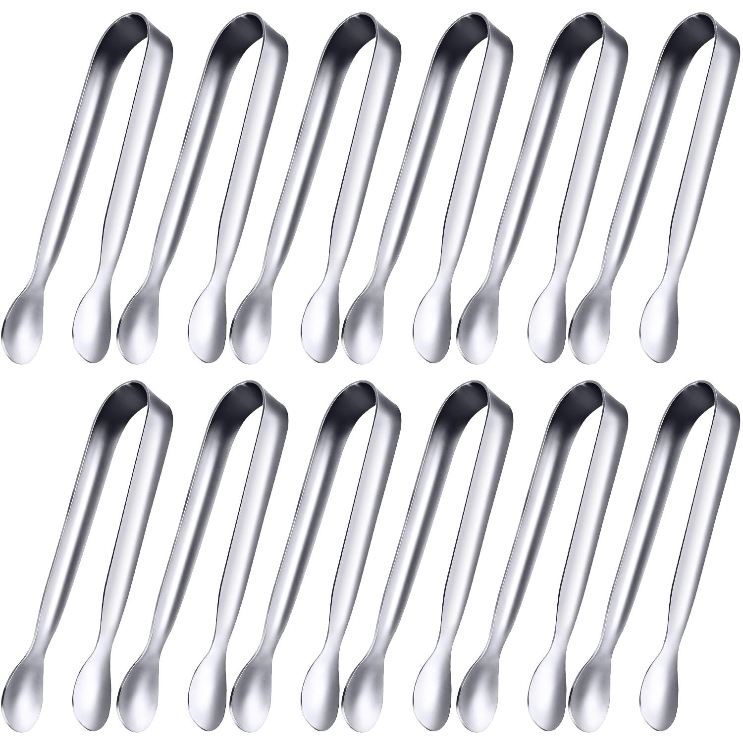 12 Pieces Mini Tongs Small Serving Tongs Stainless Steel Mini Sugar Tongs for Charcuterie Board Appetizers Dessert Serving Food Tiny Party Danish Candy Tongs(Silver,4.3 Inch)