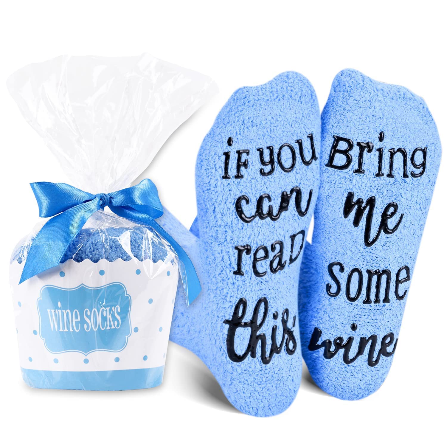 Benefeet SoxWine Socks Women If You Can Read This Cupcake Socks Funny Sayings Fuzzy Non Slip Hospital Slipper Socks