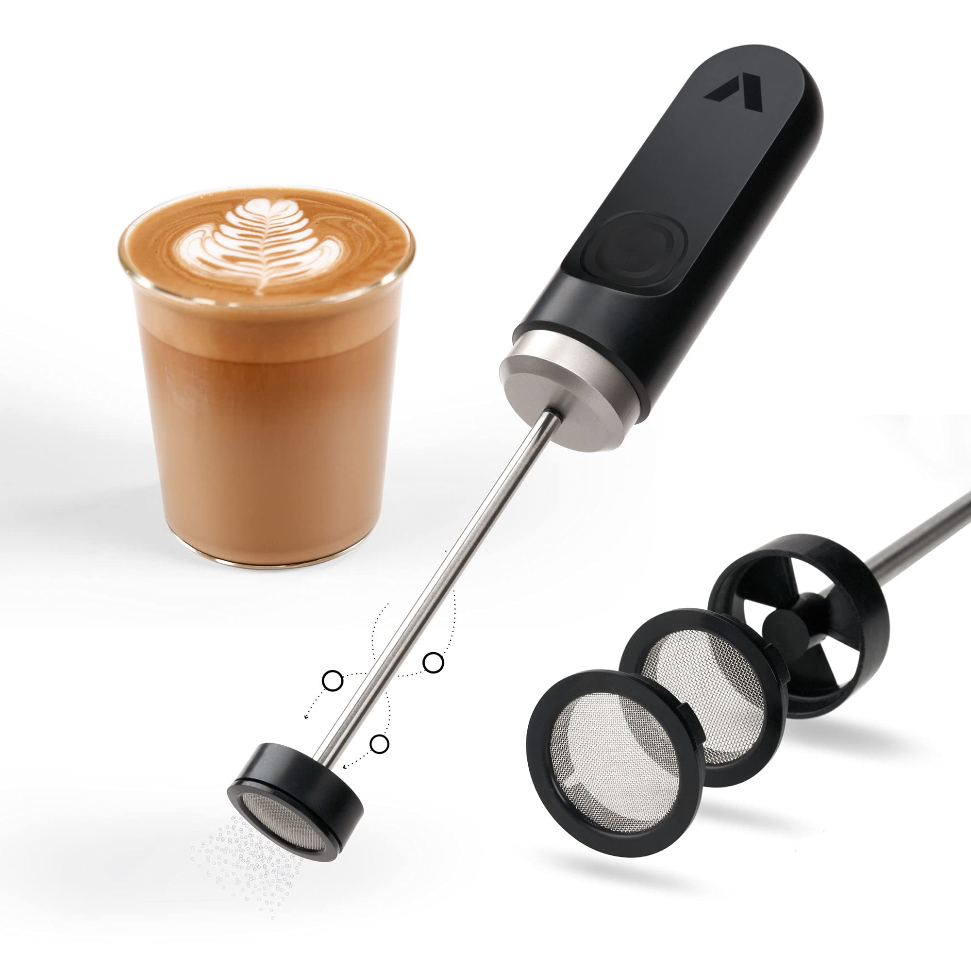 Subminimal NanoFoamer - Portable Coffee Foam Maker, for Cappuccino or Café Latte, Battery Operated (2xAA), with 2 nanoscreens Fine and Superfine