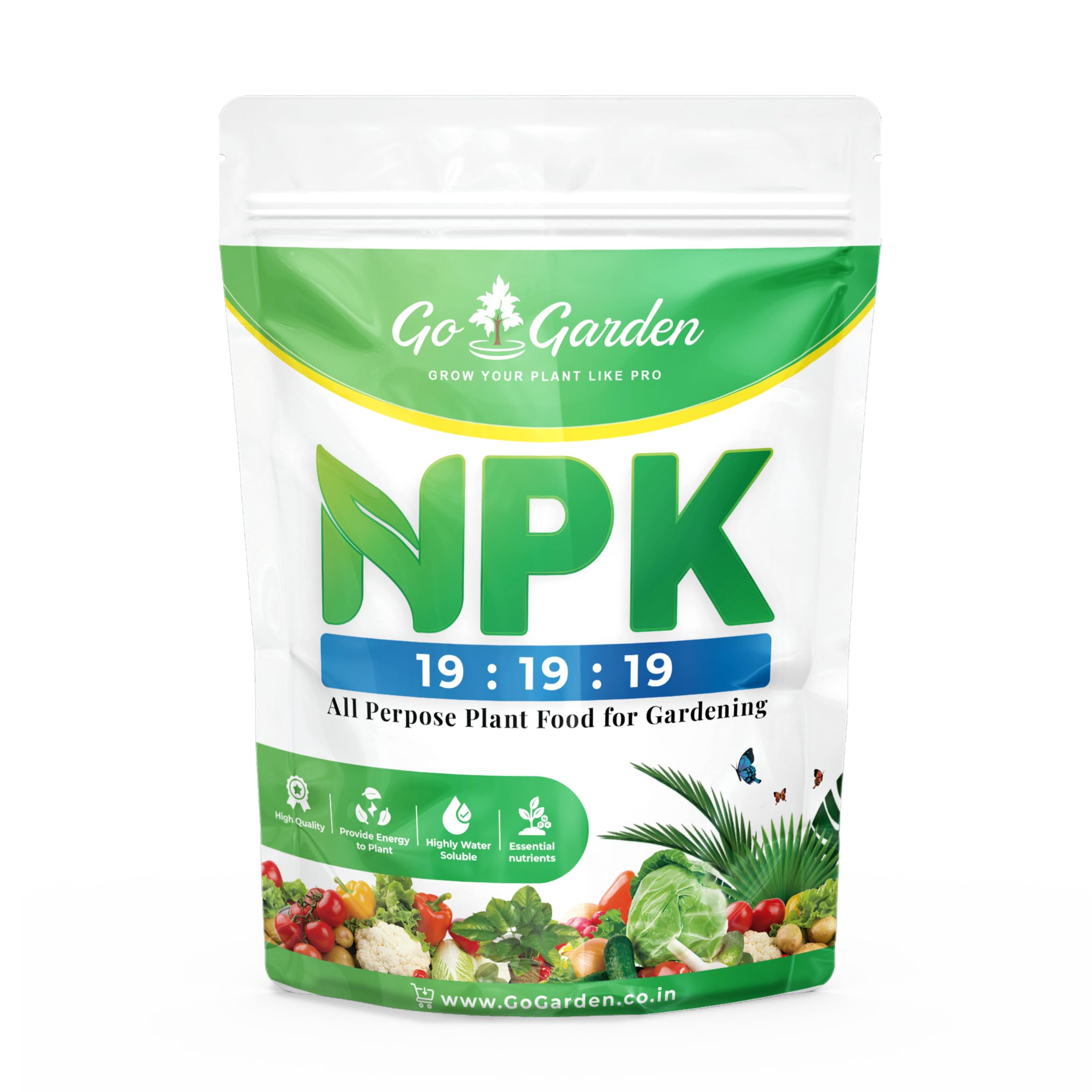 Go Garden Npk 19 19 19 Fertilizer Plant Food For Plants And Gardening Purpose - 450 Grams, Powder