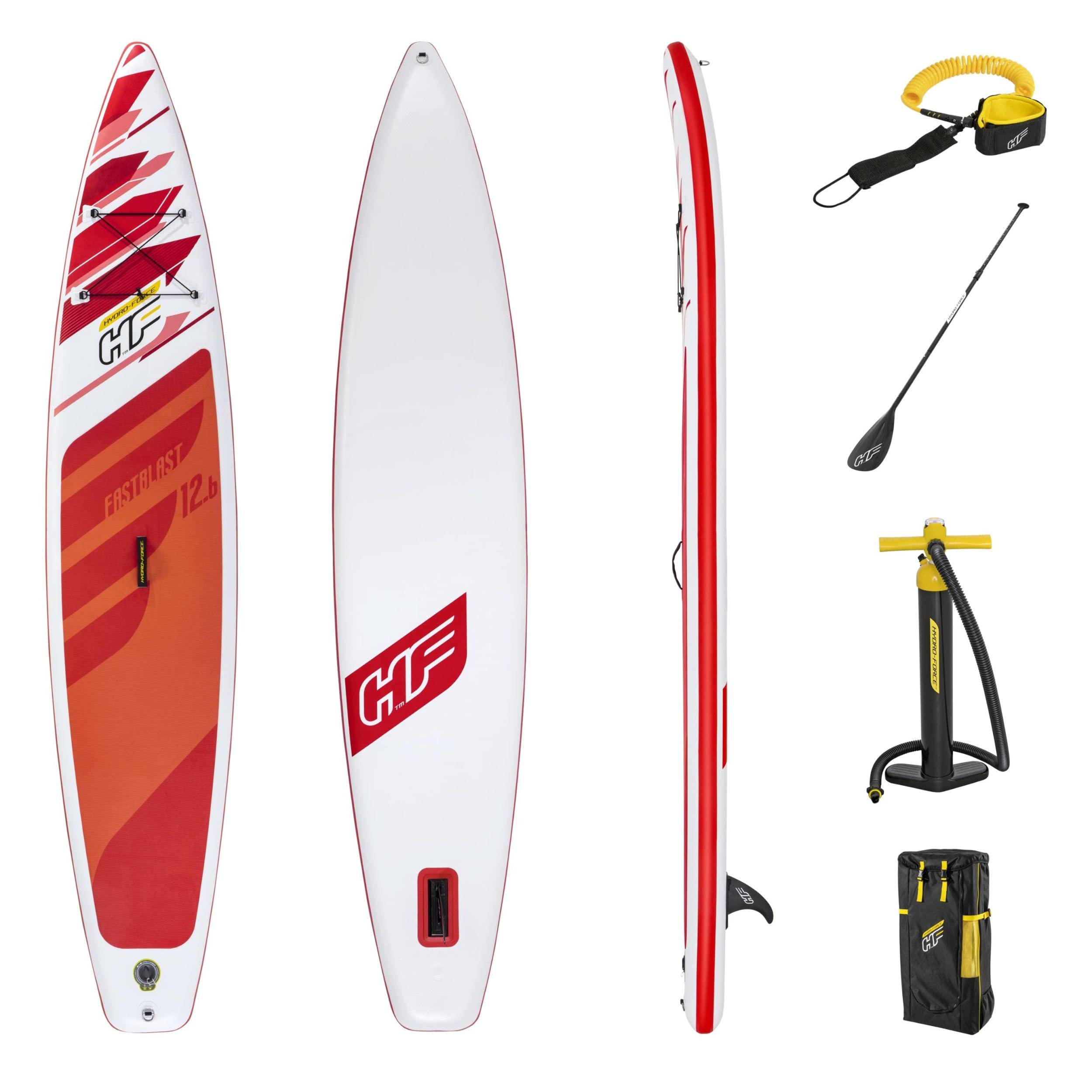 Bestway Hydro-force SUP, Fastblast Tech Set Stand Up Paddle Board with Hand Pump and Travel Bag, 12 ft 6