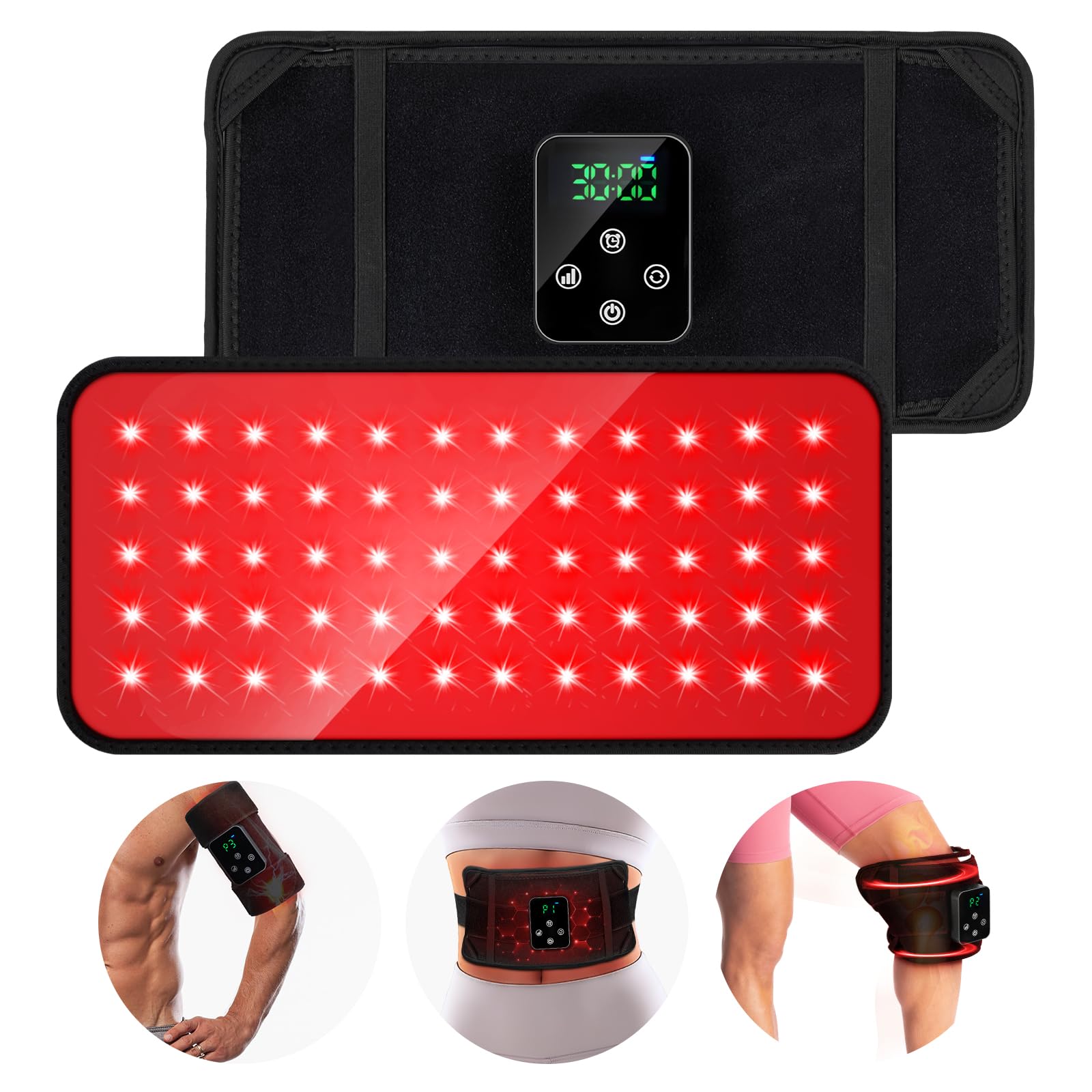 Red Light Therapy, Cordless Infrared Red Light Therapy Belt Wrap with Rechargeable Magnetic LED Screen Controller, Wireless Portable 660nm 850nm Infrared Red Light Therapy for Body Knee Pain Relief