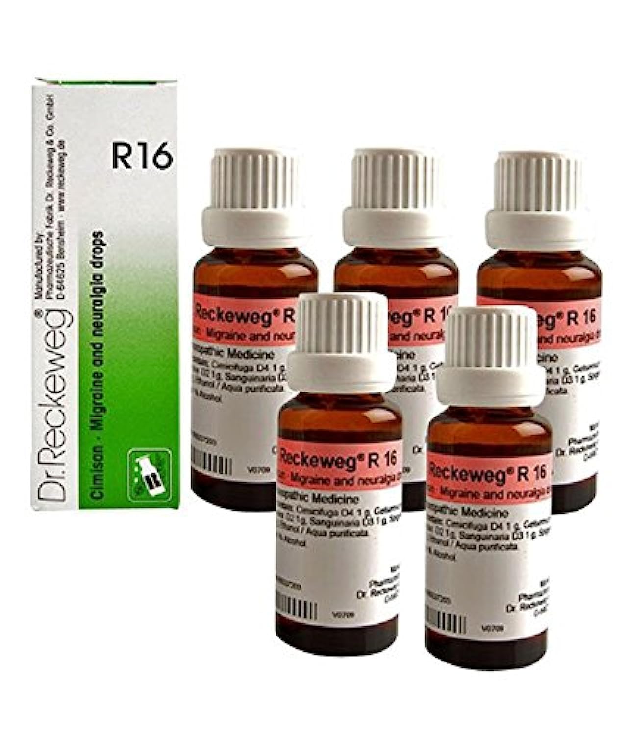 Dr.Reckeweg Germany R16 Migraine and Neuralgia Drops Pack of 5