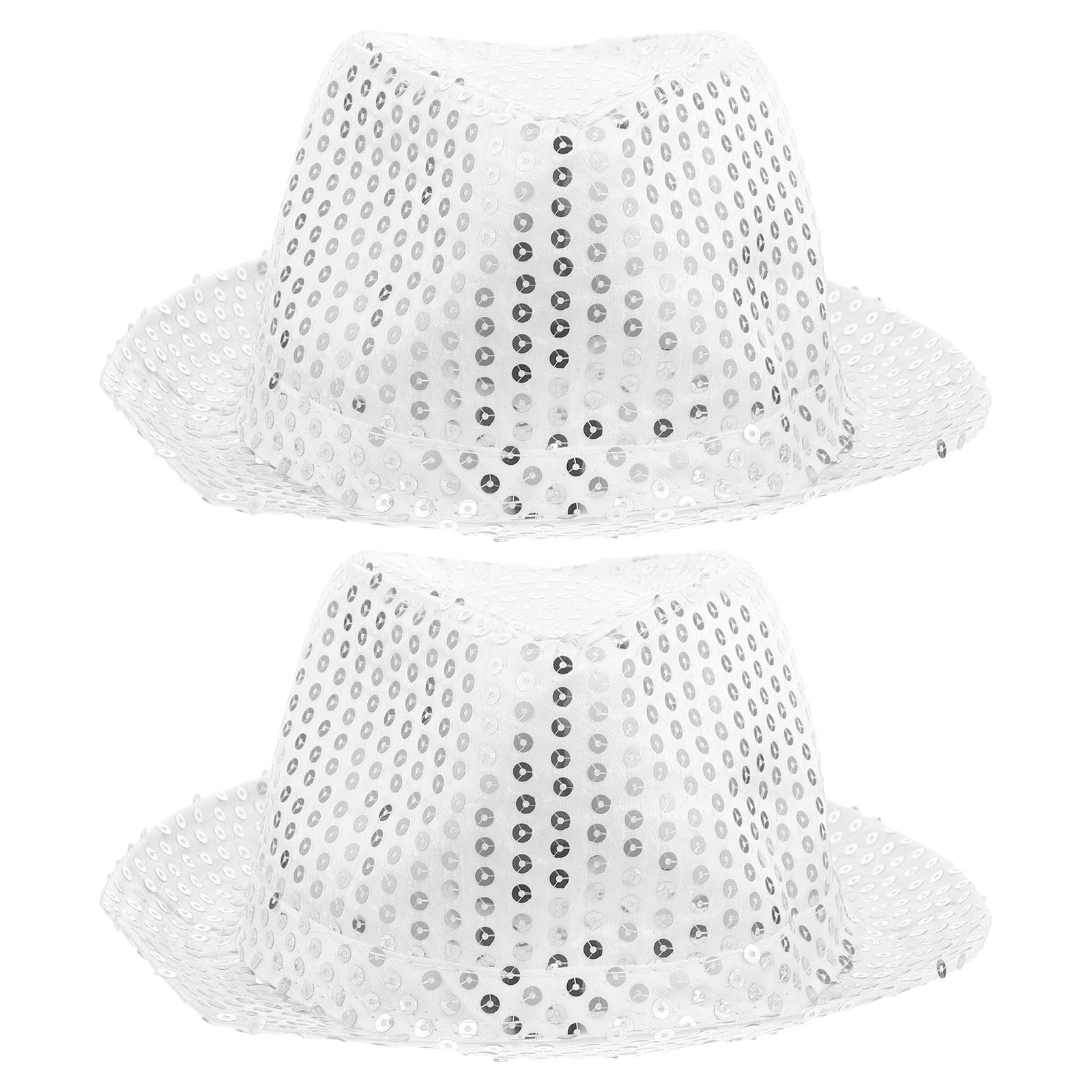 TENDYCOCO2pcs Fashion Sequin Fedora Hats for Women Men Jazz Hat Disco-Black