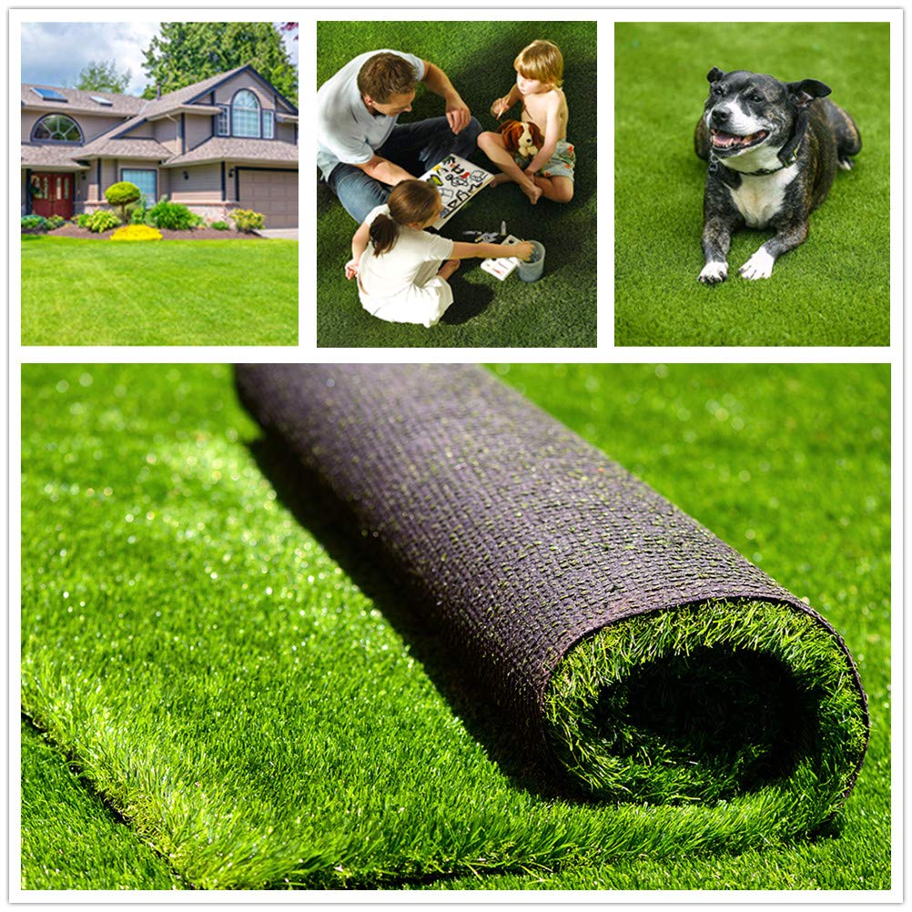 Artificial Grass Turf 4FTX6FT(24 Square FT), 1.38" Pile Height Realistic Synthetic Grass, Drainage Holes Indoor Outdoor Pet Faux Grass Astro Rug Carpet for Garden Backyard Patio Balcony