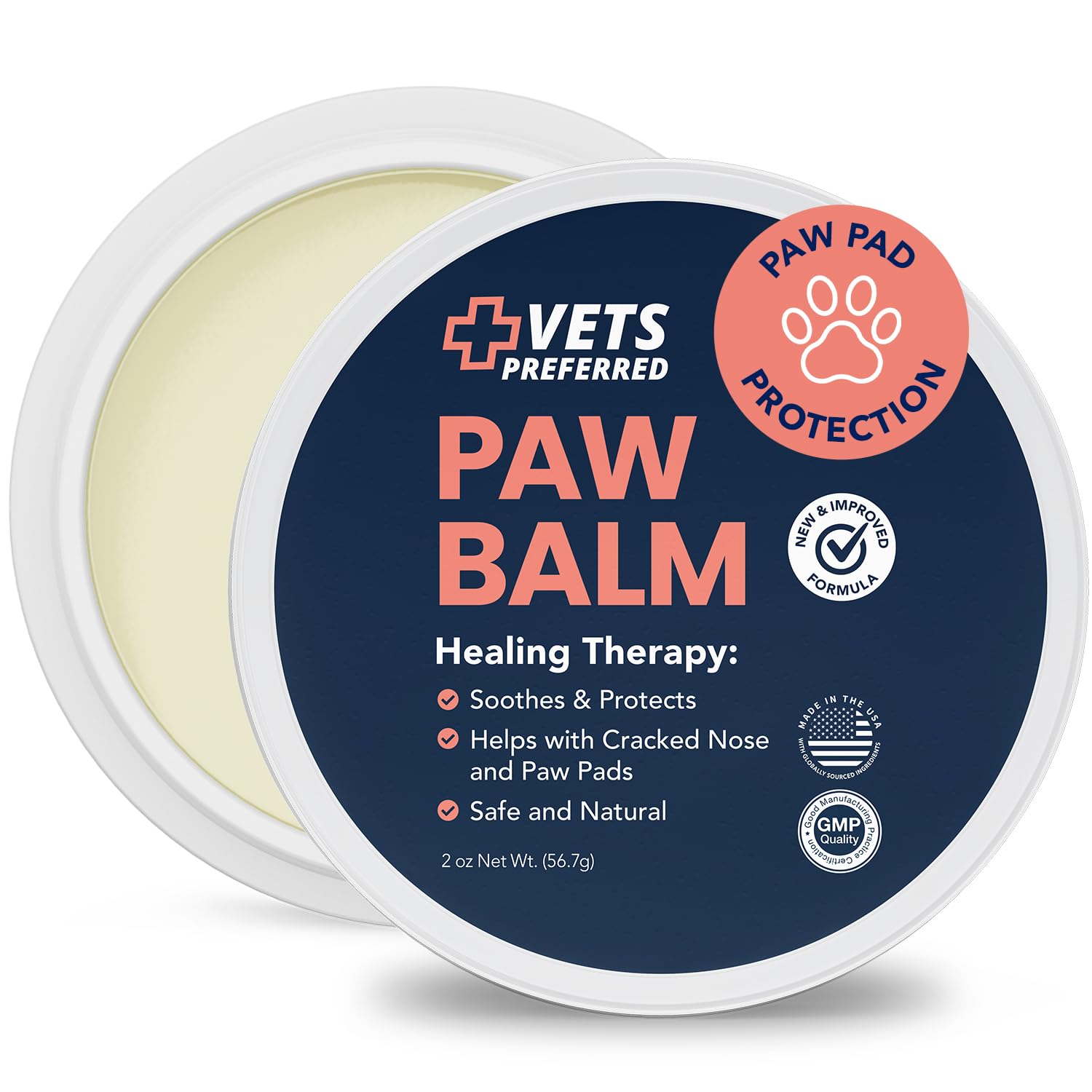 Vets Preferred Paw Balm Pad Protector for Dogs – Dog Paw Balm Soother – Heals, Repairs and Moisturizes Dry Noses and Paws – Ideal for Extreme Weather Season Conditions - 2 Oz