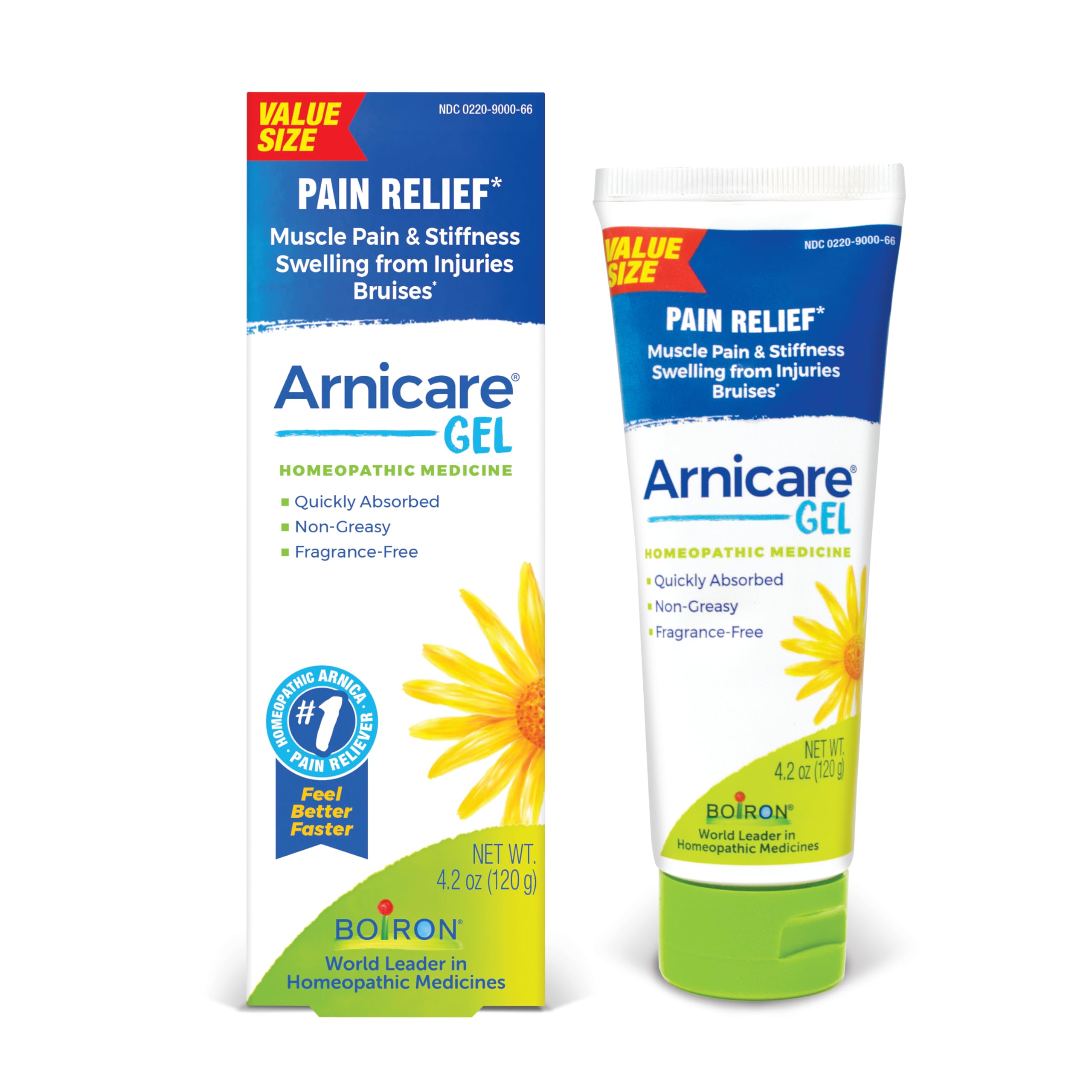 Boiron Arnicare Gel for Relief of Joint Pain, Muscle Pain, Muscle Soreness, and Swelling from Bruises or Injury - Non-greasy and Fragrance-Free - 4.2 oz