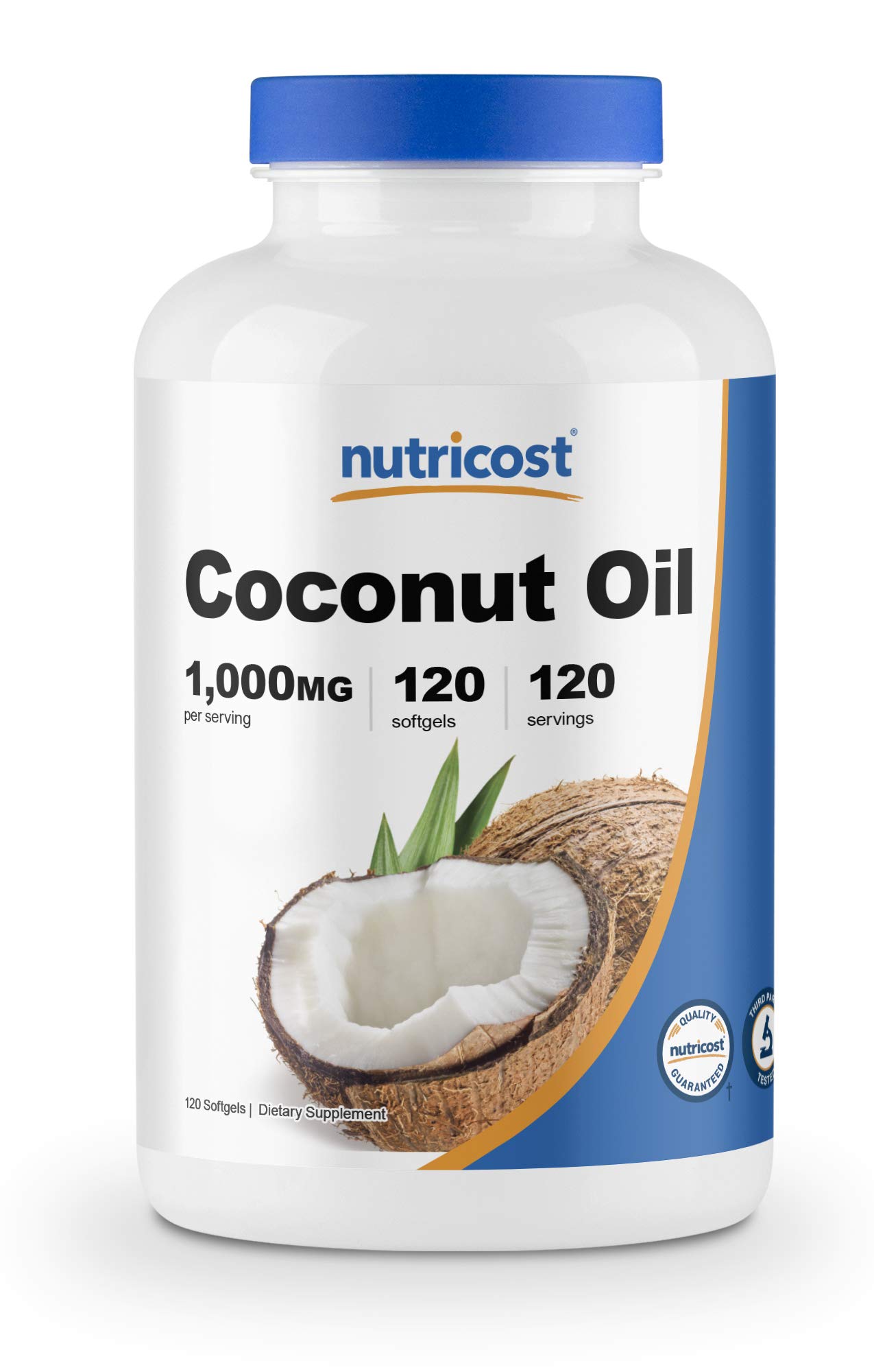 Nutricost Coconut Oil Capsules (1000mg) 120 Softgels - Extra Virgin Coconut Oil - Gluten Free and Non-GMO