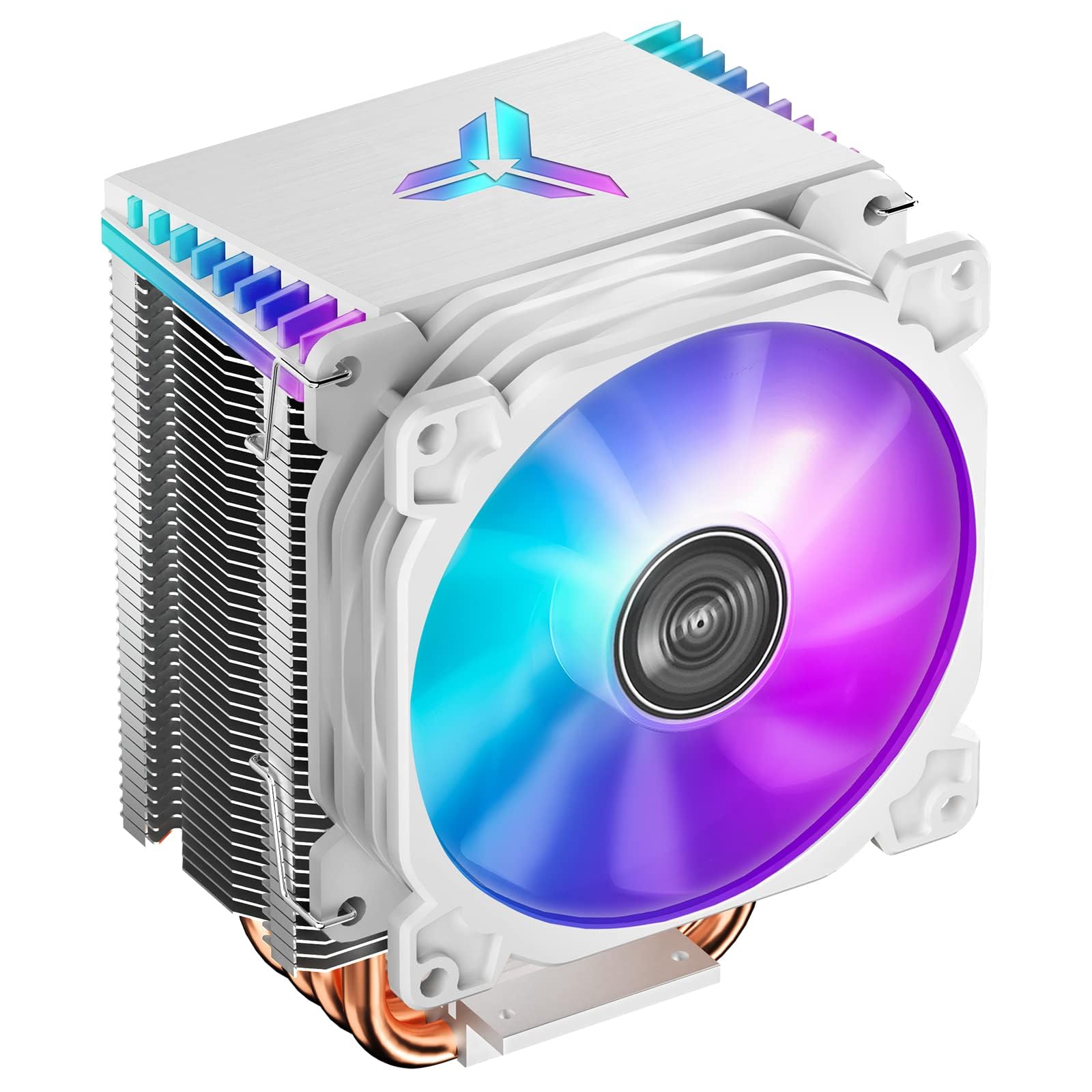 Excefore CR1400 RGB CPU Air Cooler, 4 Heat-Pipes, 126mm RGB CPU Fan, Removable 92mm PWM Fans, Fins Bending, 4-pin RGB CPU Cooler, RGB Lighting for AMD Ryzen/Intel LGA 1700 115X (White)