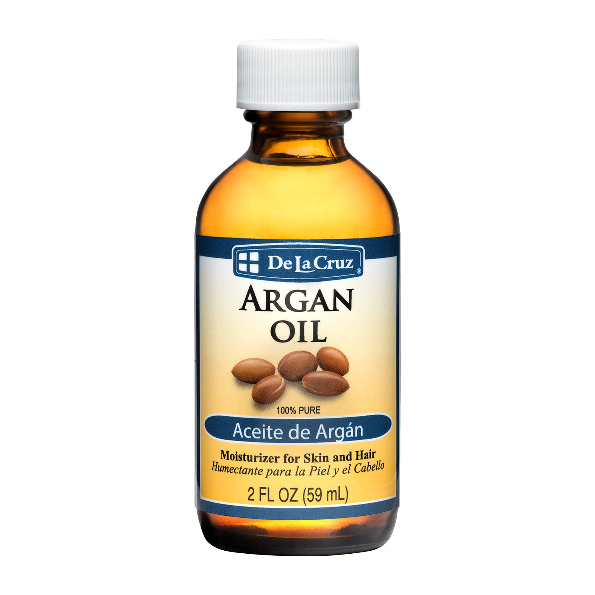 De La Cruz 100% Argan Oil of Morocco - Pure Cold-Pressed Virgin Moroccan Argan Oil for Hair and Skin - 2 FL OZ