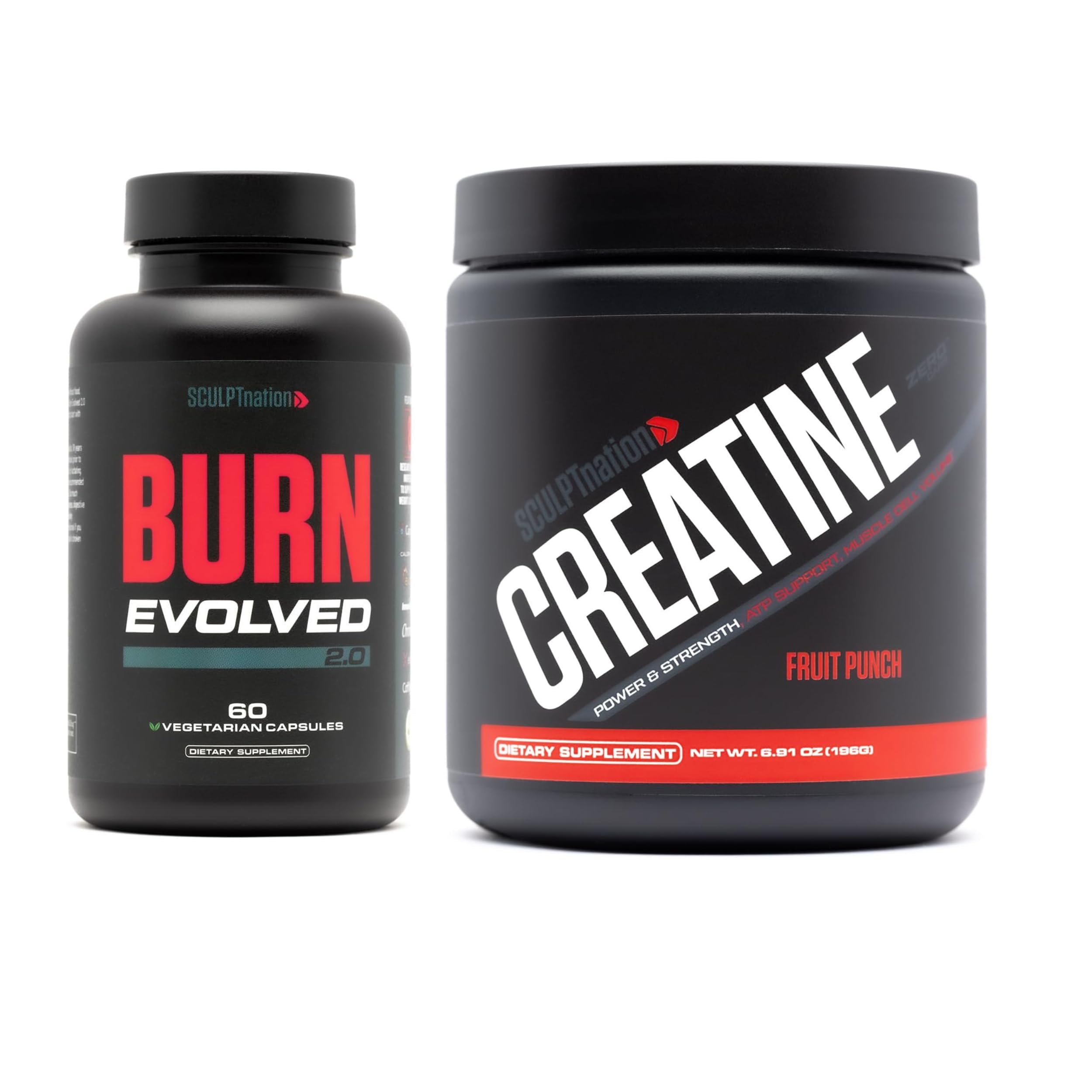 Sculpt Nationby V Shred Burn 2.0 and Premium Creatine Fruit Punch Powder Bundle