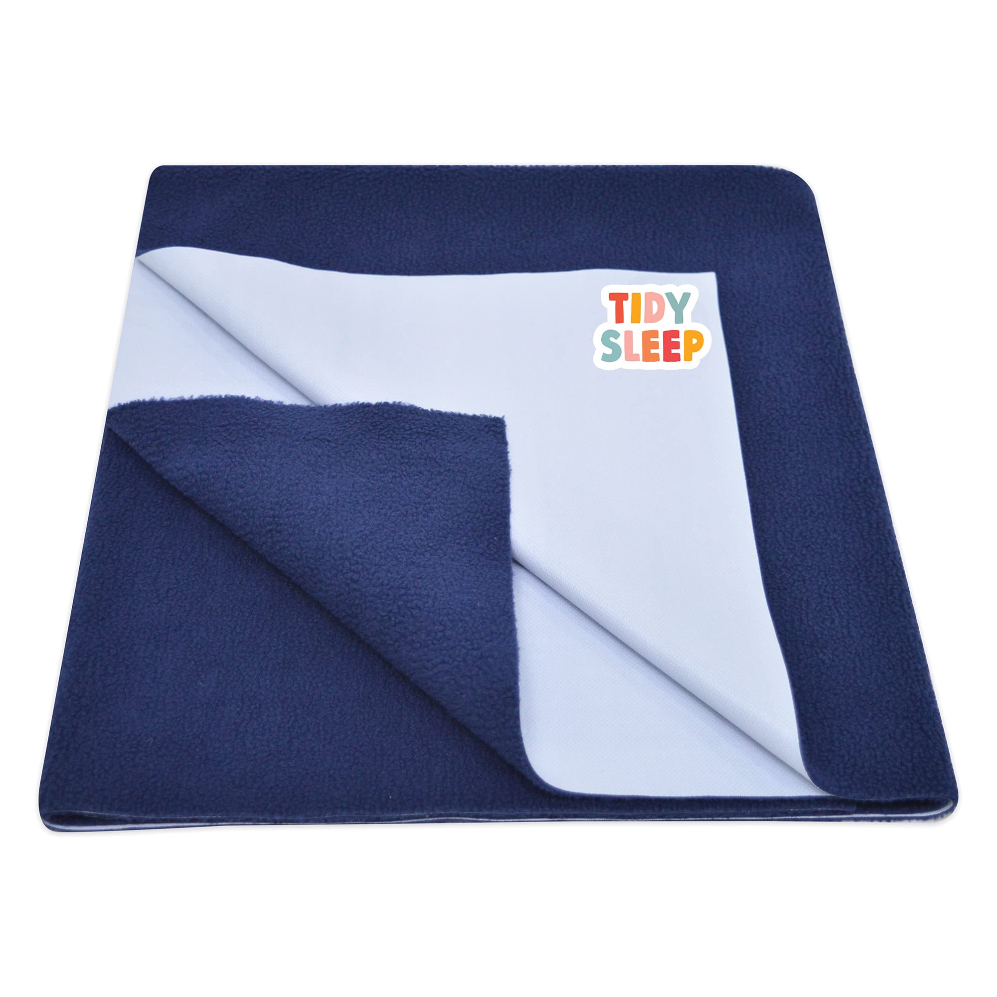 Tidy Sleep Instadry Anti-Piling Fleece Extra Absorbent Quick Dry Sheet for New Born Babies, Cotton Bed Protector Mattress Pack of 1 Navy Blue X-Large (220x140) cm