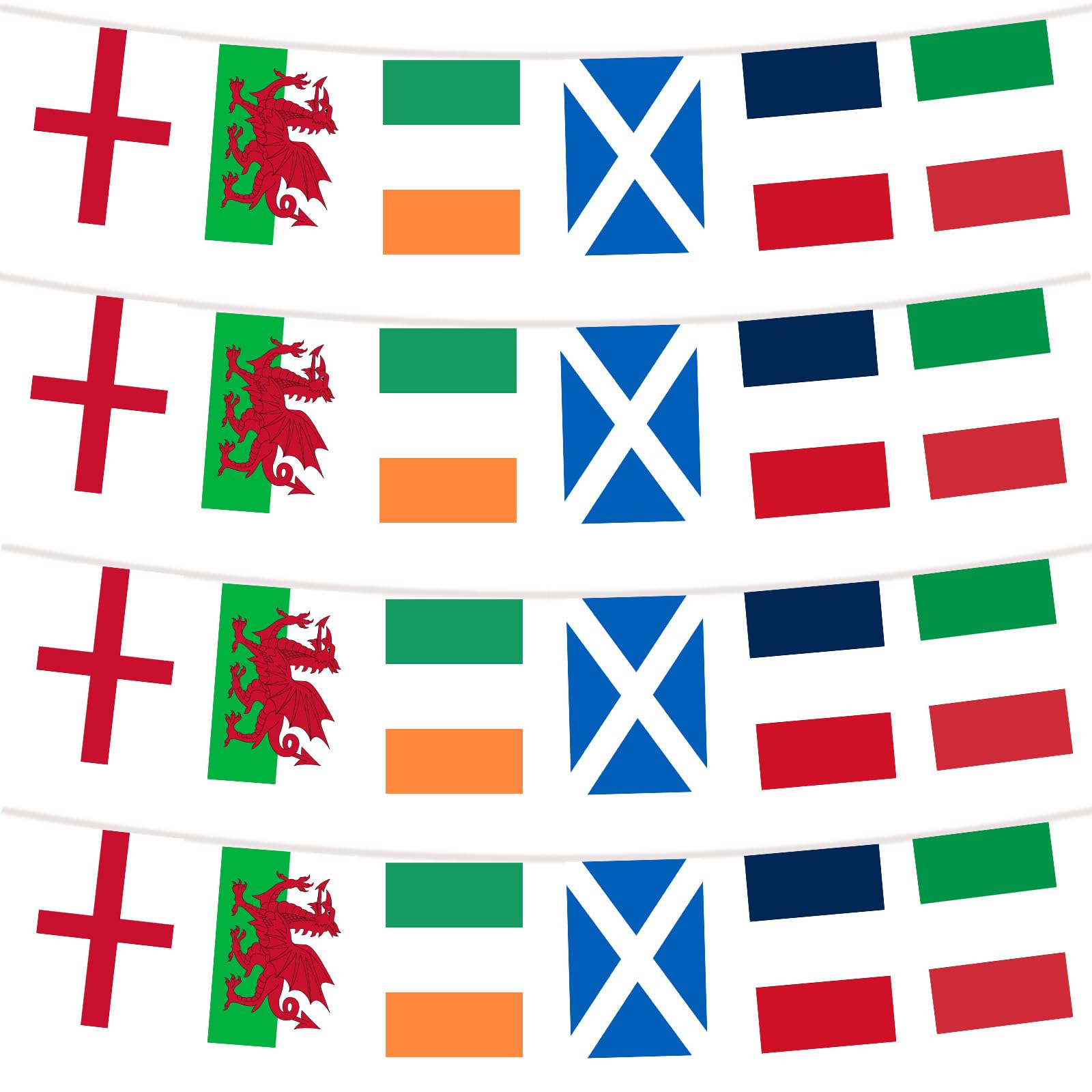 YOFANUP Six Nations Rugby Bunting, 24 Flags - 8 metre/26 ft Long, Flags of England, Scotland, Wales, Ireland, France, and Italy - Great Six Nations Rugby Party Decorations for Pub, Club, and Garden