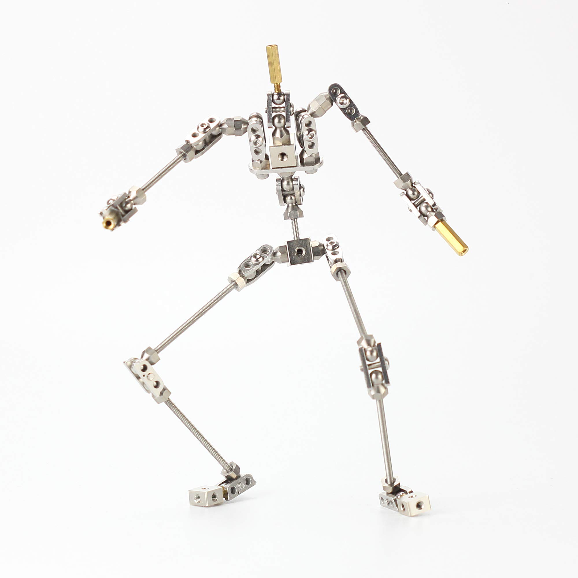 HNK DIY Professional Studio Stop-Motion Armature Kit Stainless Steel Cinematic Animation Puppet with Tie-Down System, Not-Ready Articulated Humanoid Skeleton for Stop-Motion Project (28 cm)