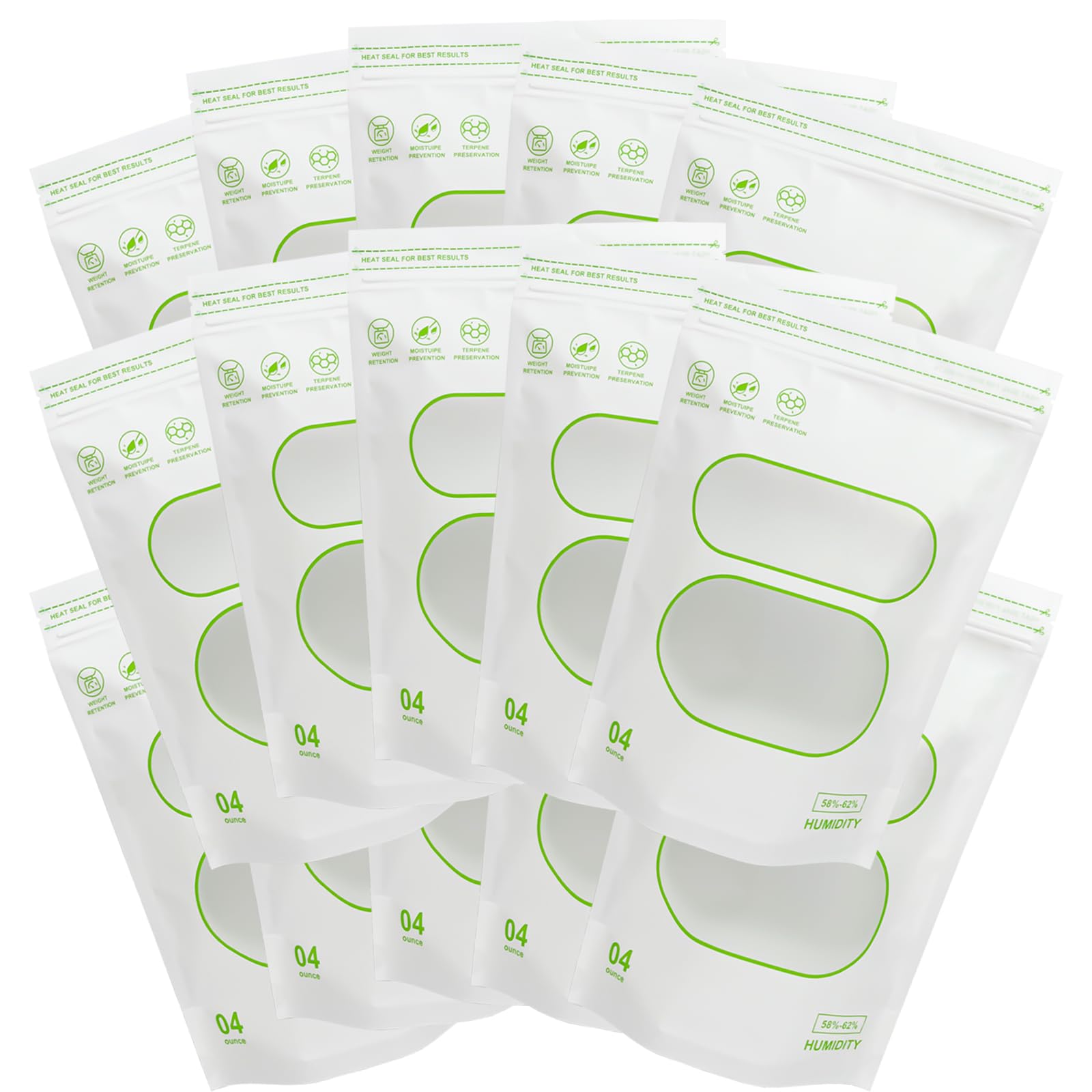 15 Pcs 1/4 LB Storage Terp Bags 58%-62% RH 2-Way Humidity Control Bags for Curing & Storage Resealable Humidity Bags -White(4 oz, 1/4 lb) (15 Pcs)