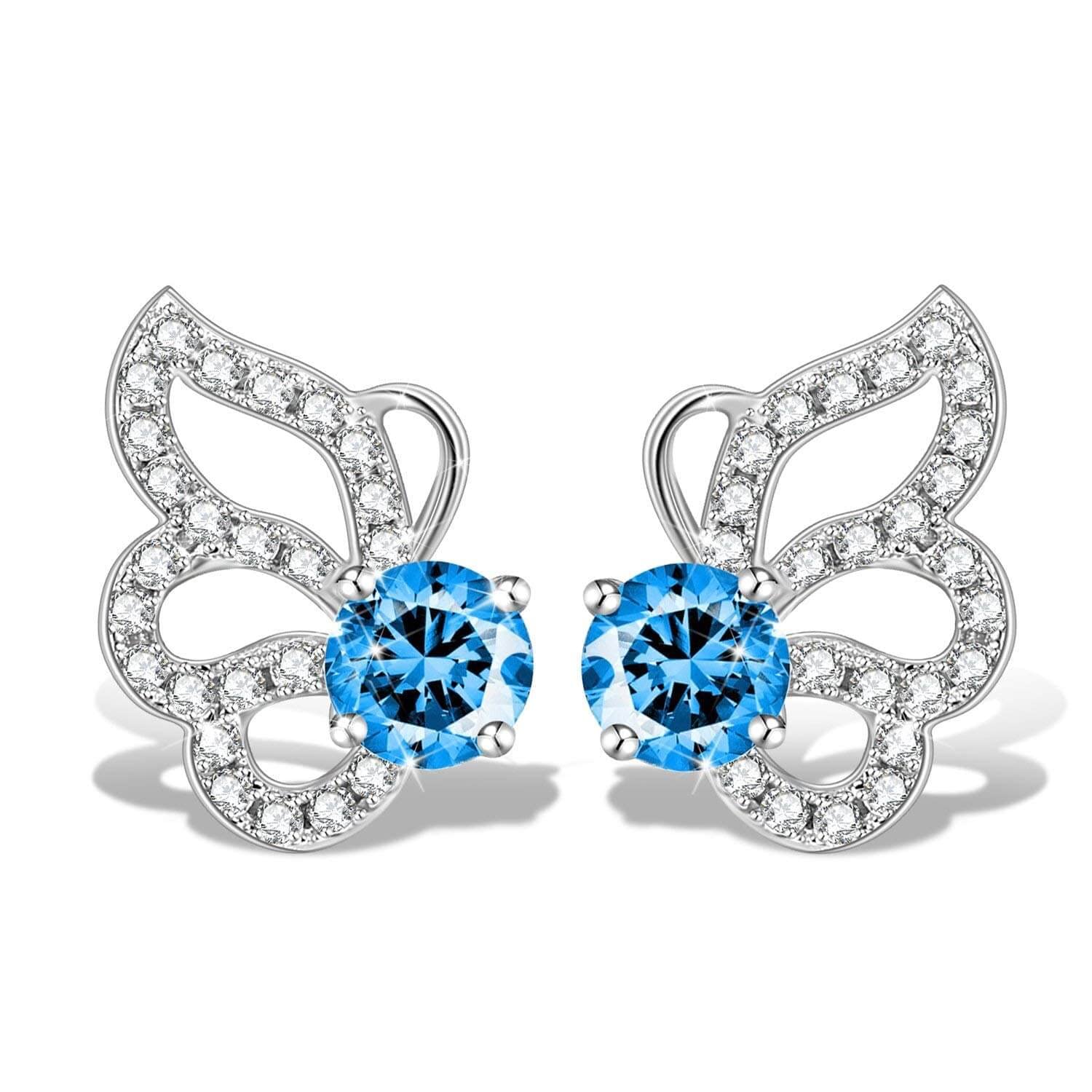 J.RoséeSwarovski Elements Crystal 18K Gold Plated 925 Sterling Silver Butterfly Studs Earrings for Women Gift Packing Fashion Jewelry JR8340