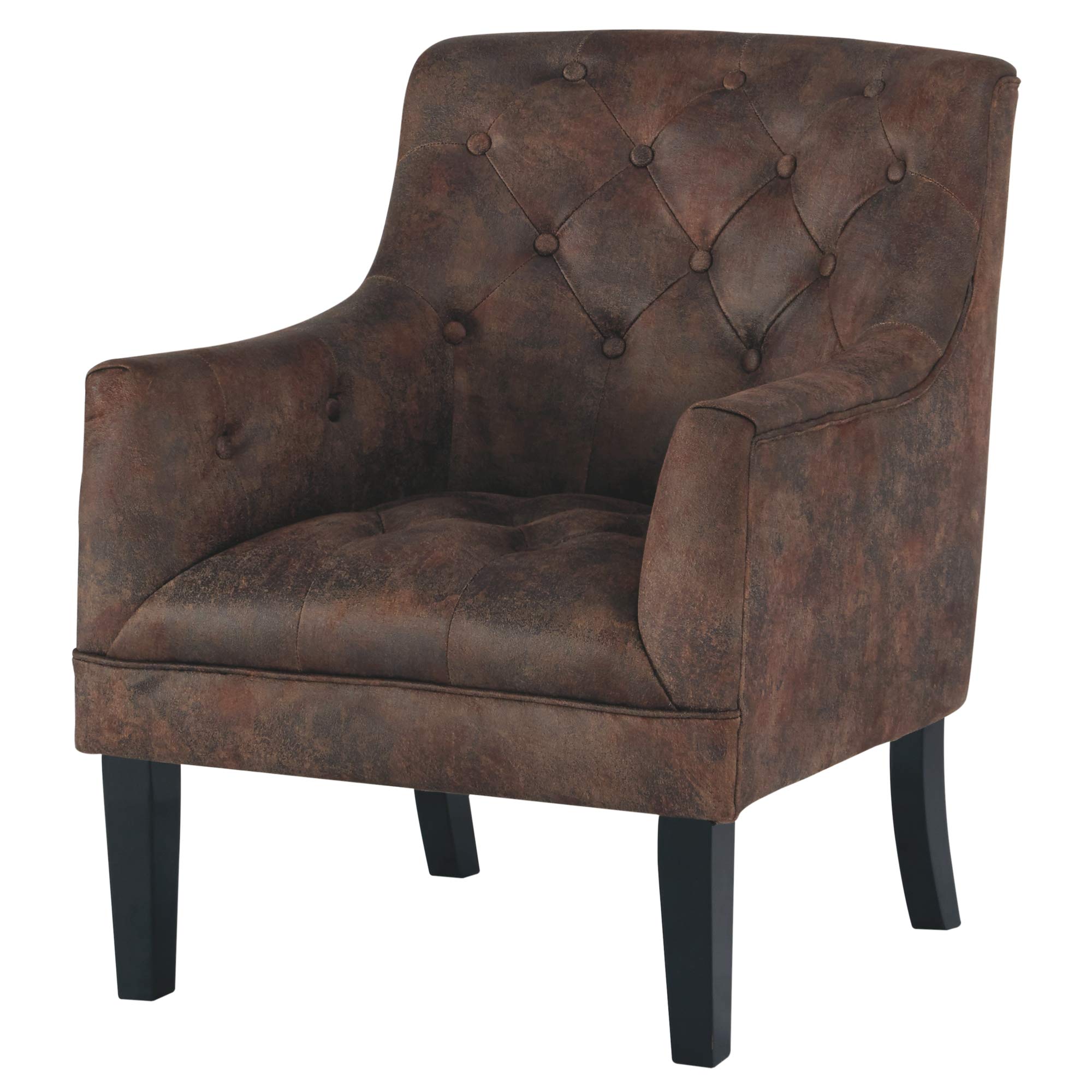 Signature Design by AshleyDrakelle Faux Leather Distressed Tufted Accent Chair, Brown