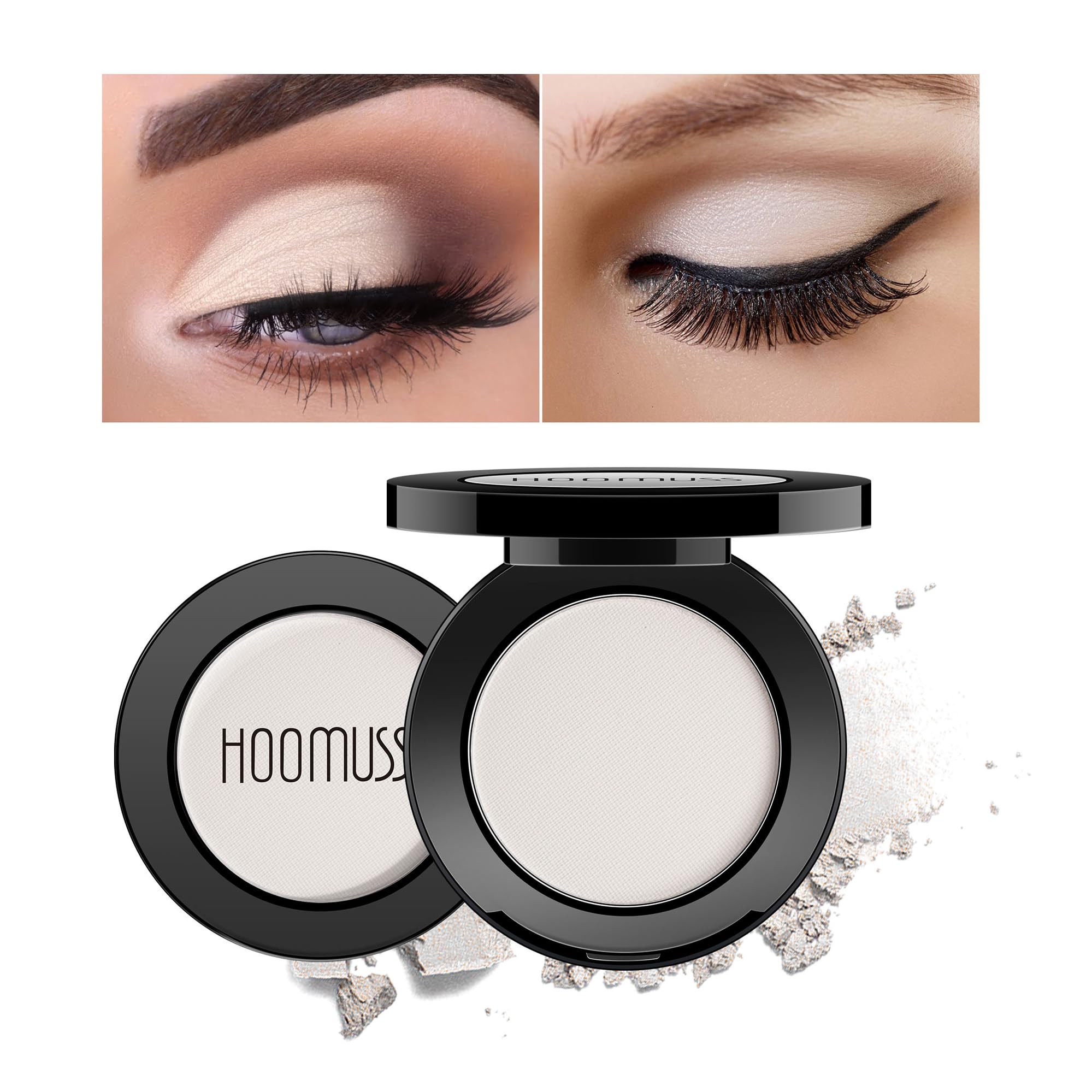 HOOMUSS Single White Eyeshadow Handmade Goth Eye Sahdow Makeup Palette for Halloween, High Pigmented & Long Lasting, Intense Color White Matte Eyeshadow (White)