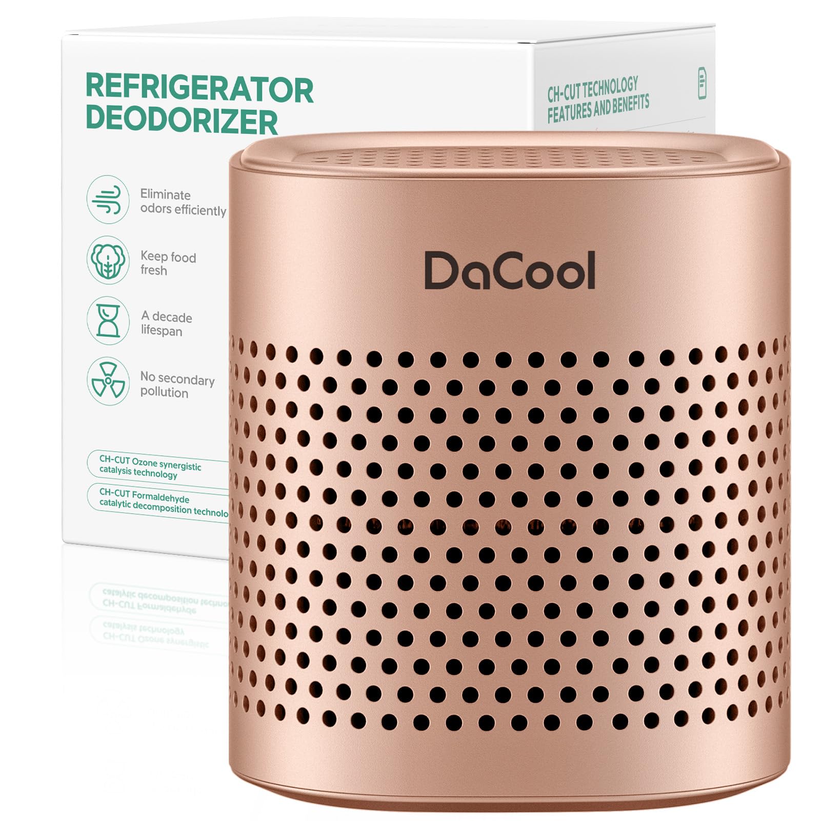 Refrigerator Deodorizer Lasts for 10 Years Refrigerator Odor Eliminator Fridge Deodorizer Travel Size Air Purifiers, More Effective Than Baking Soda Bamboo Charcoal Air Purifying Bag, Rose Gold