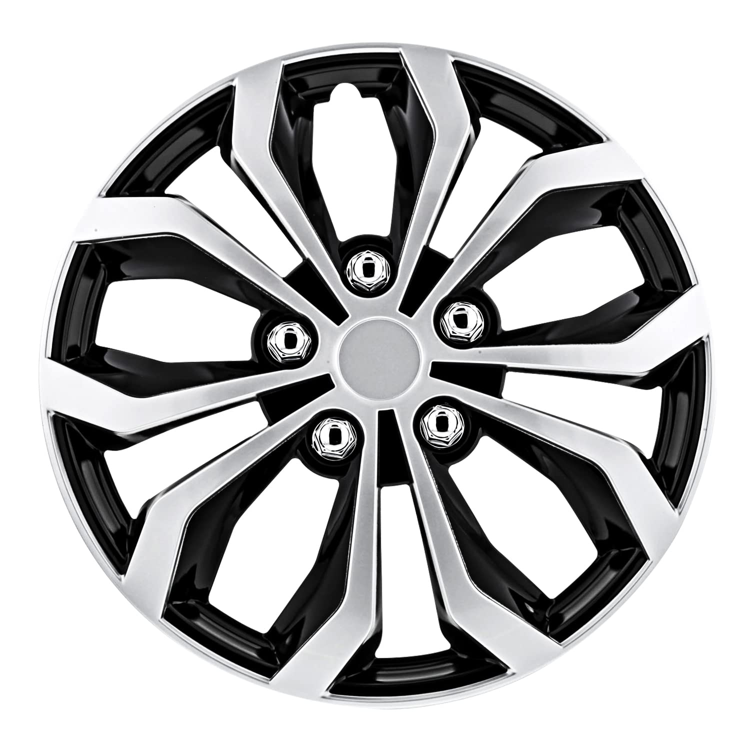 Pilot Automotive WH553-15S-BS Black/Silver 15 Inch 15" Spyder Performance Wheel Cover | Fits Toyota Volkswagen VW Chevy Chevrolet Honda Mazda Dodge Ford and Others, 4 Count (Pack of 1)