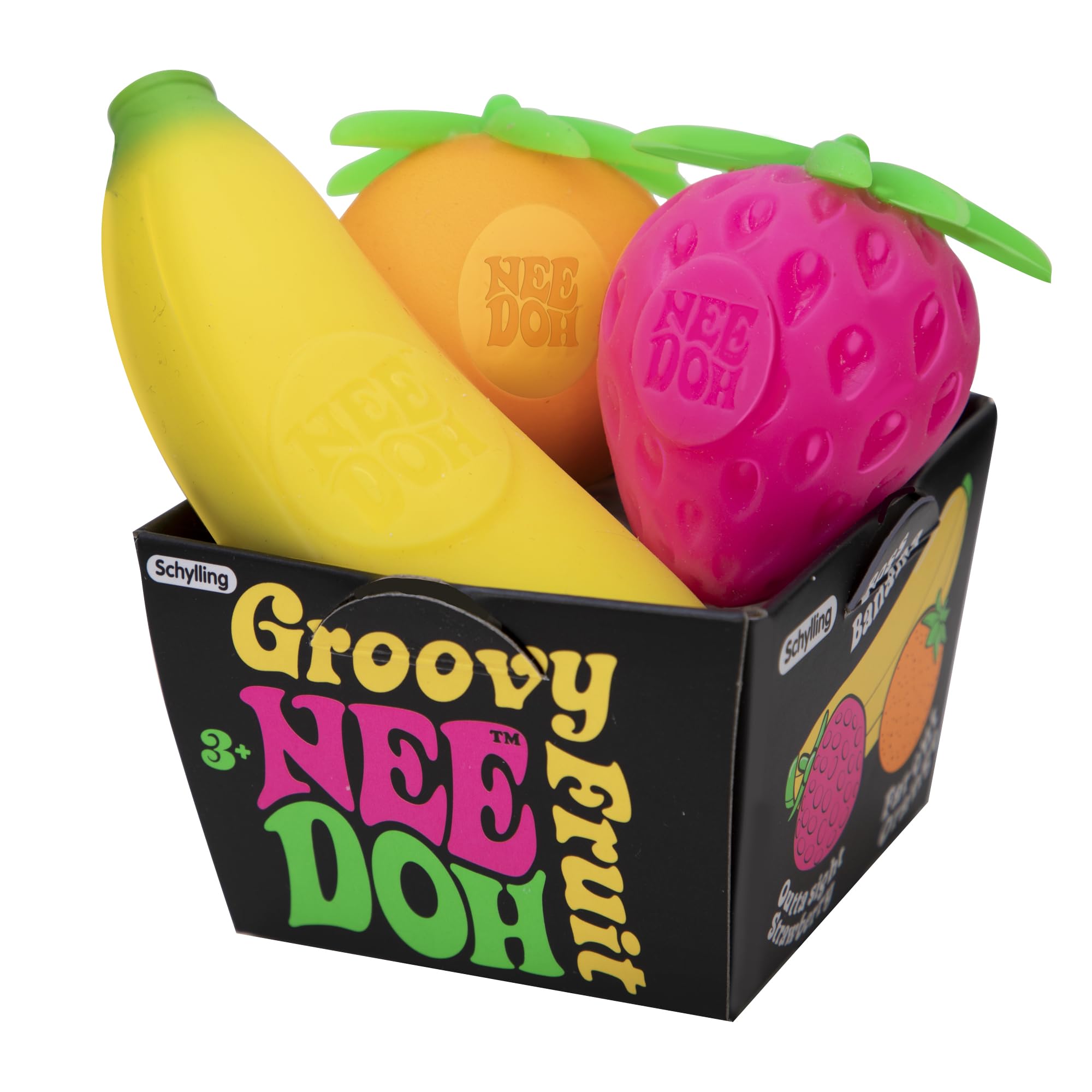 Schylling NeeDoh Groovy Fruit - Sensory Fidget Toy - Multiple Shapes - Ages 3 to Adult (Pack of 1)