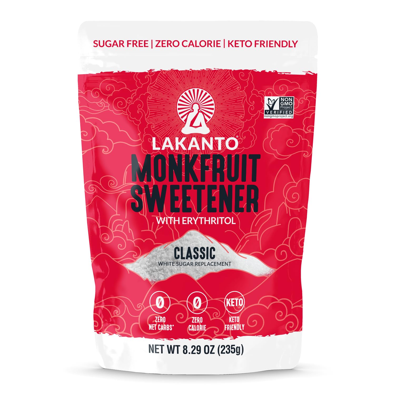 Lakanto Classic Monk Fruit Sweetener - White Sugar Substitute, Zero Calorie, Keto Diet Friendly, Zero Net Carbs, Zero Glycemic, Sugar Replacement (Classic White - 235gram)