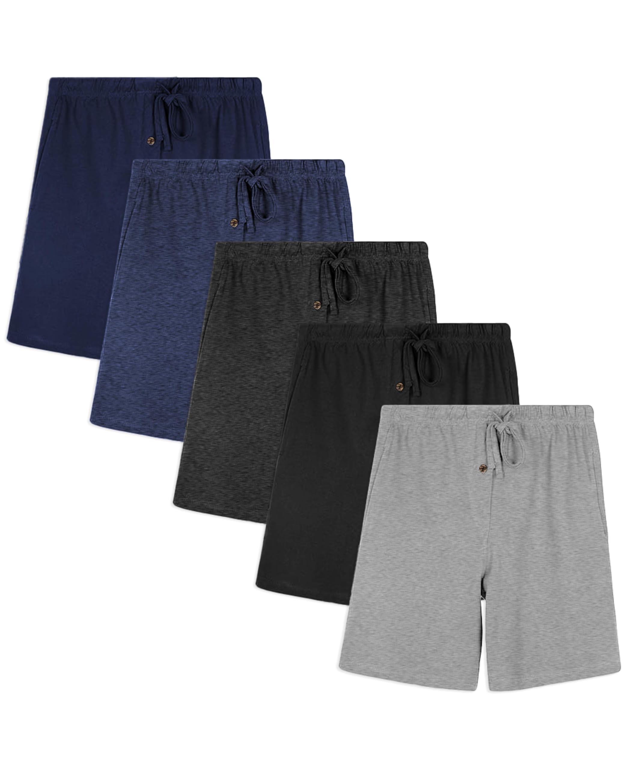 Andrew ScottMen's Lounge Shorts | Drawstring & Pockets Cotton PJ-Sleep Short Bottoms | Multi Packs