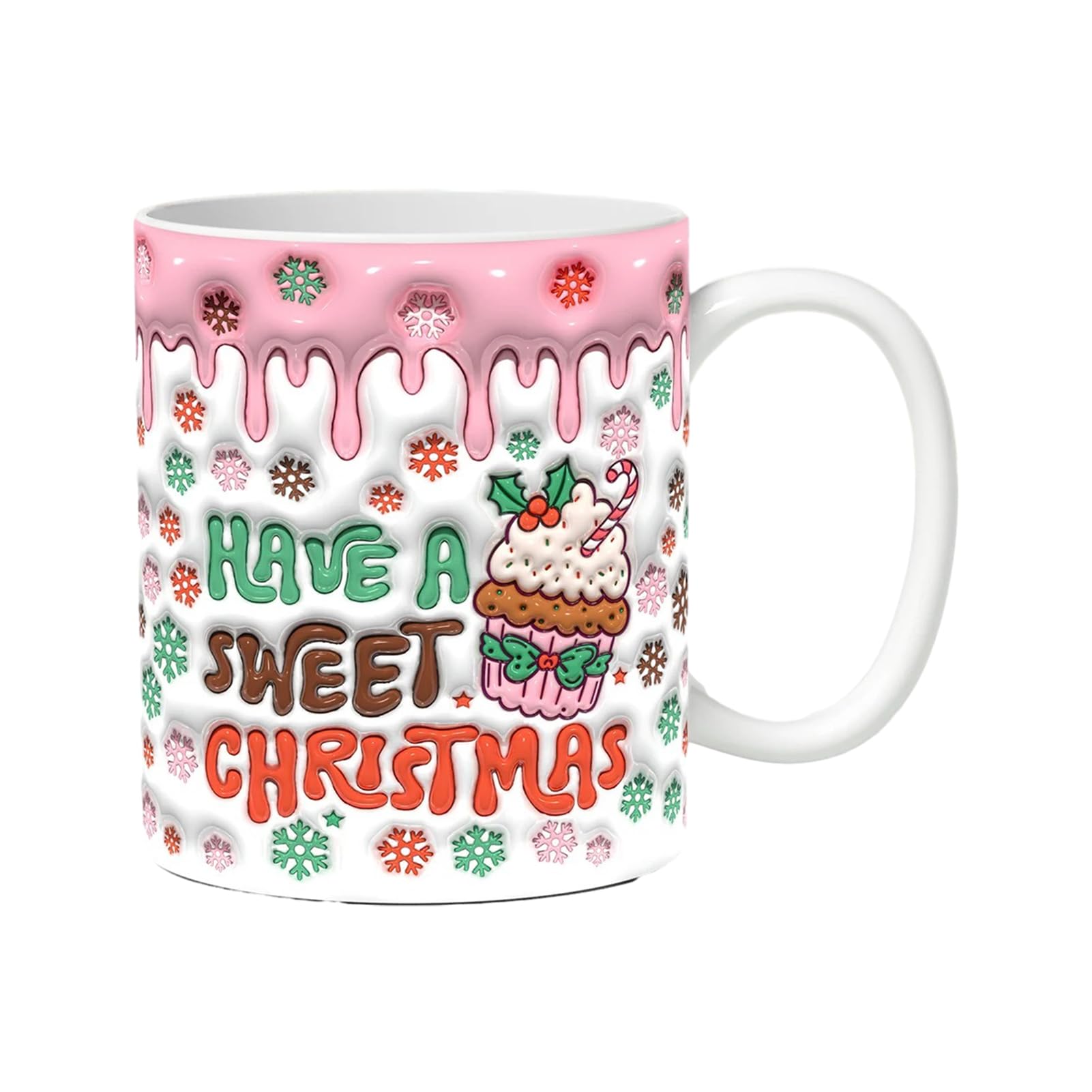 Ritany 3D Effect Christmas Coffee Mug | 3D Christmas Ceramic Mug, 3D Christmas Holiday Mugs, for Family, Friends and Colleague Birthday and Party, 11oz Ceramic Christmas Decor