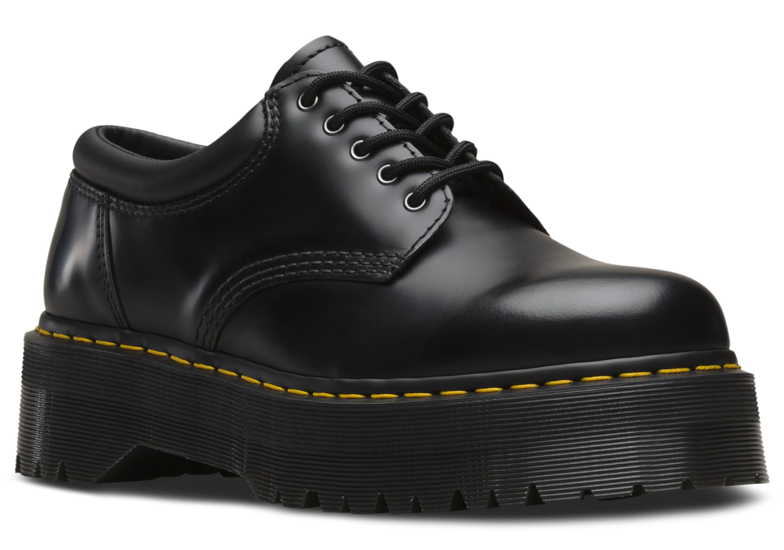 Dr. Martens Unisex 8053 Quad 5-Eye Shoe, Black Polished Smooth