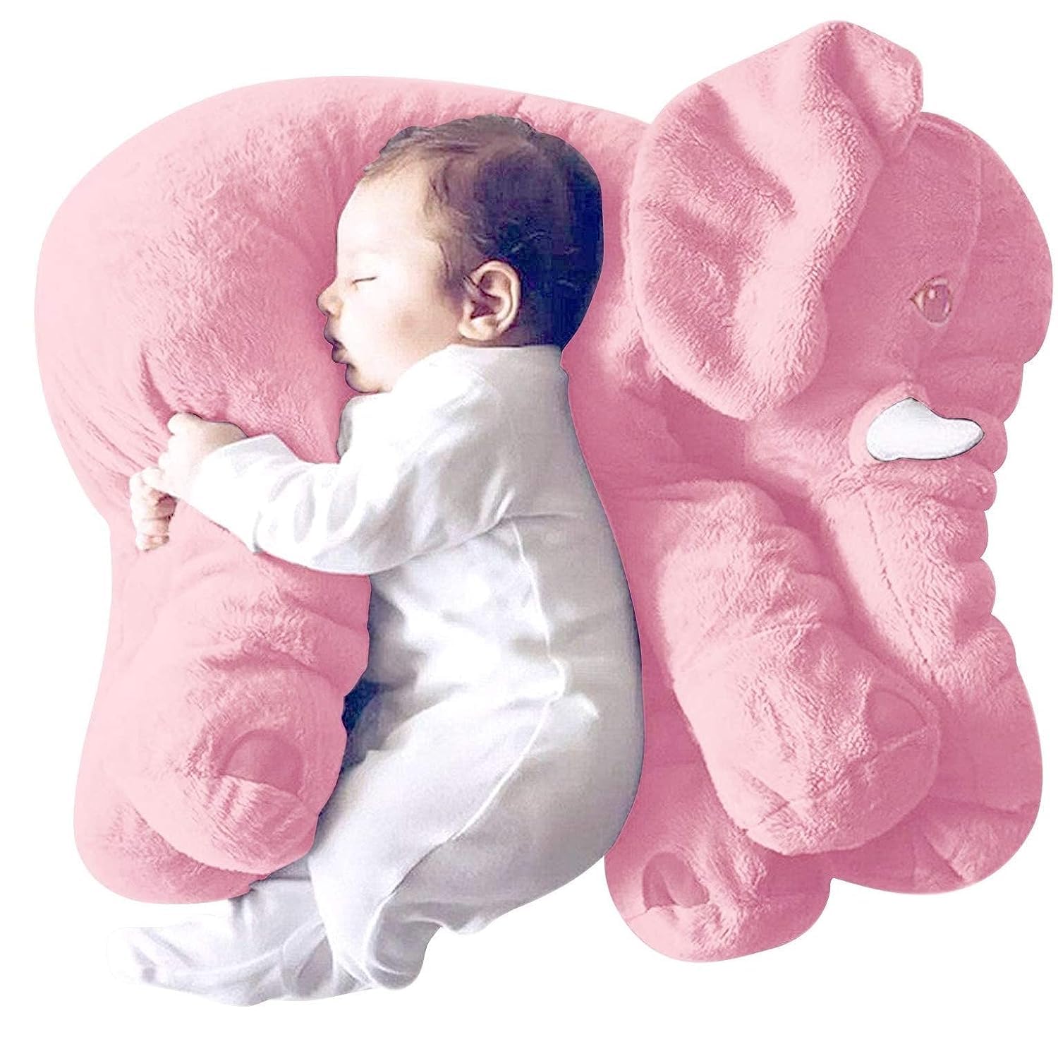 Babify Big Size Fibre Filled Stuffed Animal Elephant Baby Plush Material Hugging Pillow for Toddlers (60 cm, Pink)