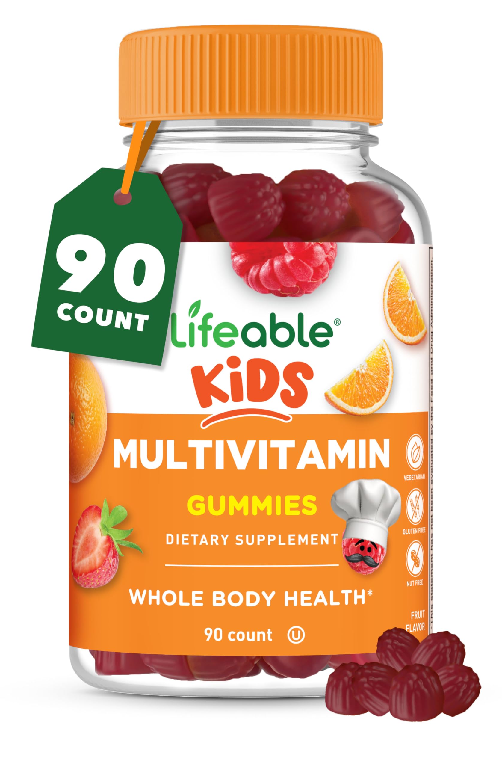 Lifeable Kids Multivitamin Gummies | Great Tasting Multivitamin for Kids | with Vitamins A, C, D, E, B6, B12, Zinc, Biotin, Folic Acid, Iodine, Niacin | for Overall Body Health | 90 Gummies