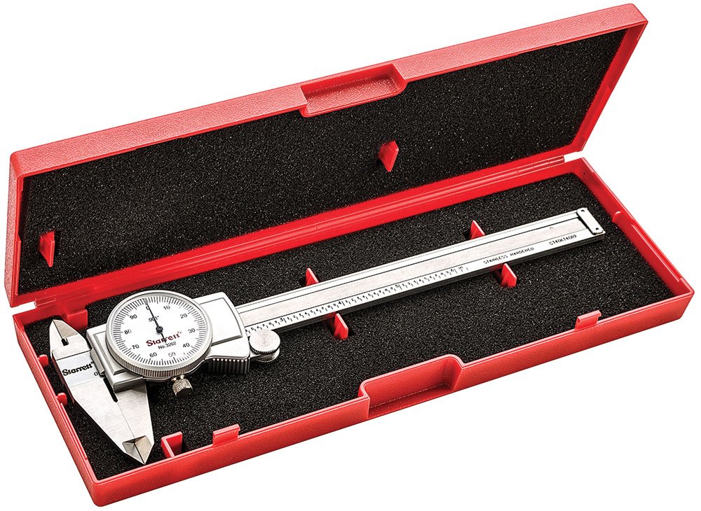 Starrett 3202-6 Dial Caliper, Hardened Stainless Steel, 0-6" Range, 0.001" Graduation, White with a NIST-Traceable Calibration Certificate with Data