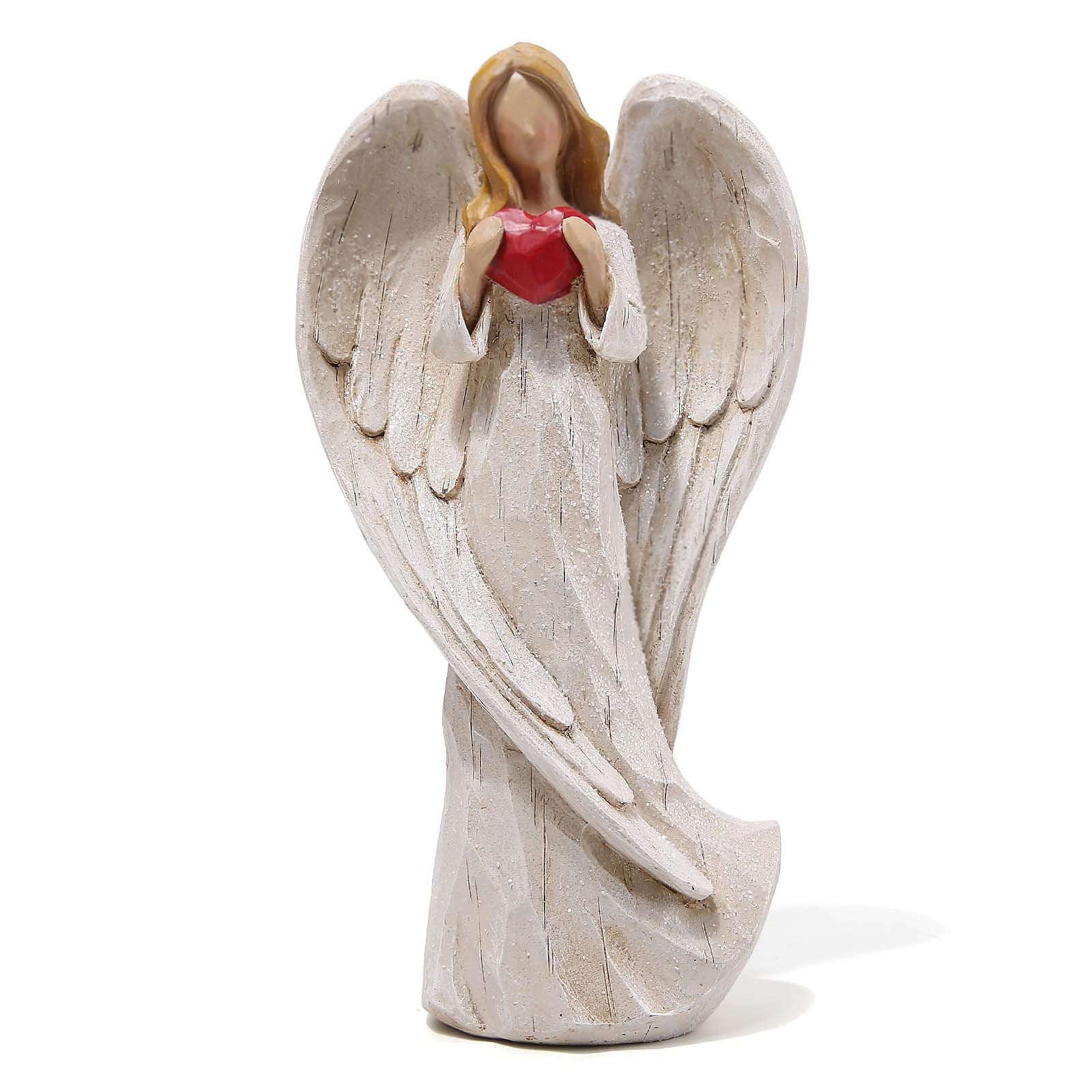 Hodao 8.9inch Resin Praying Angel Sculpture Figurine for Gifts Home Decoration Praying commemorating Angel Statue, exquisitely Carved and Hand-Painted Characters (with Hear)