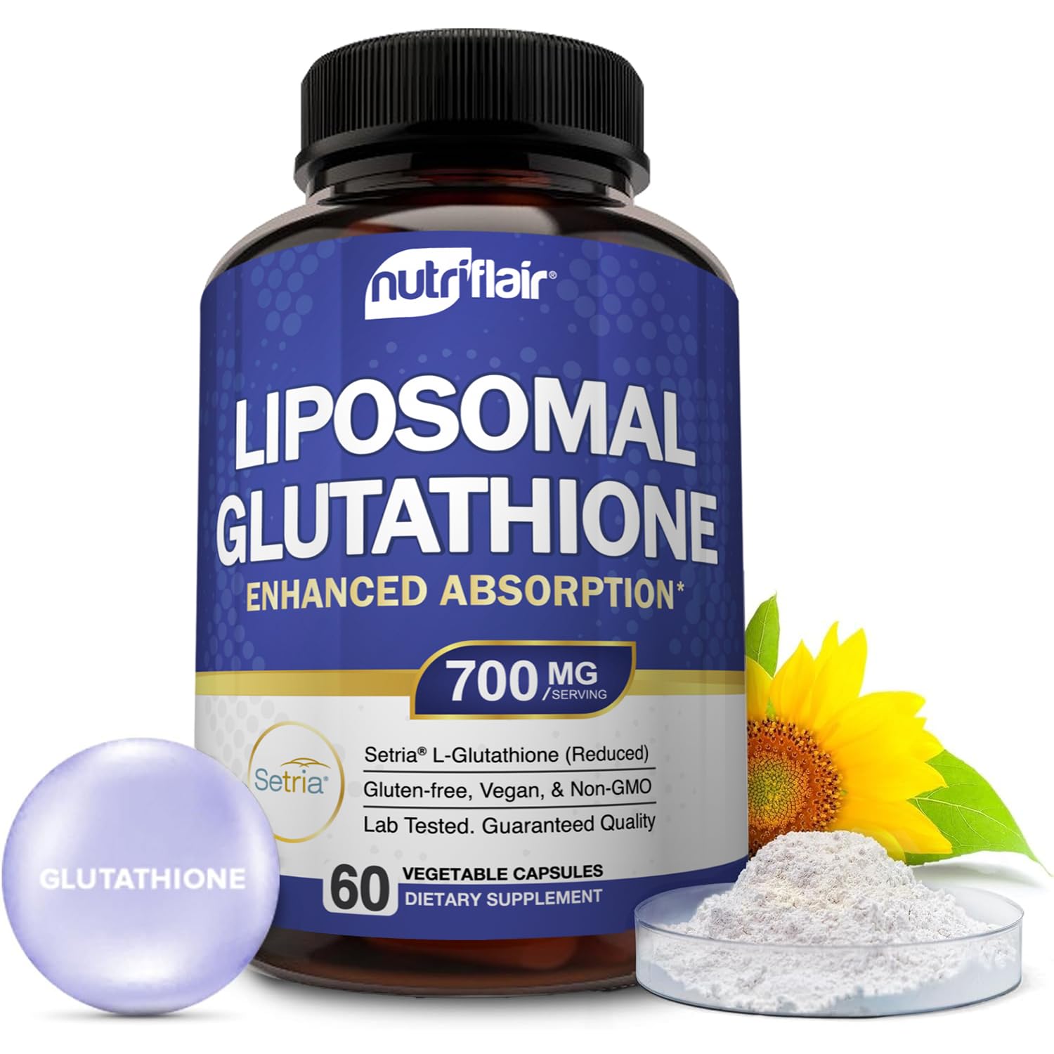 NutriFlair Liposomal Glutathione Supplement (700mg)