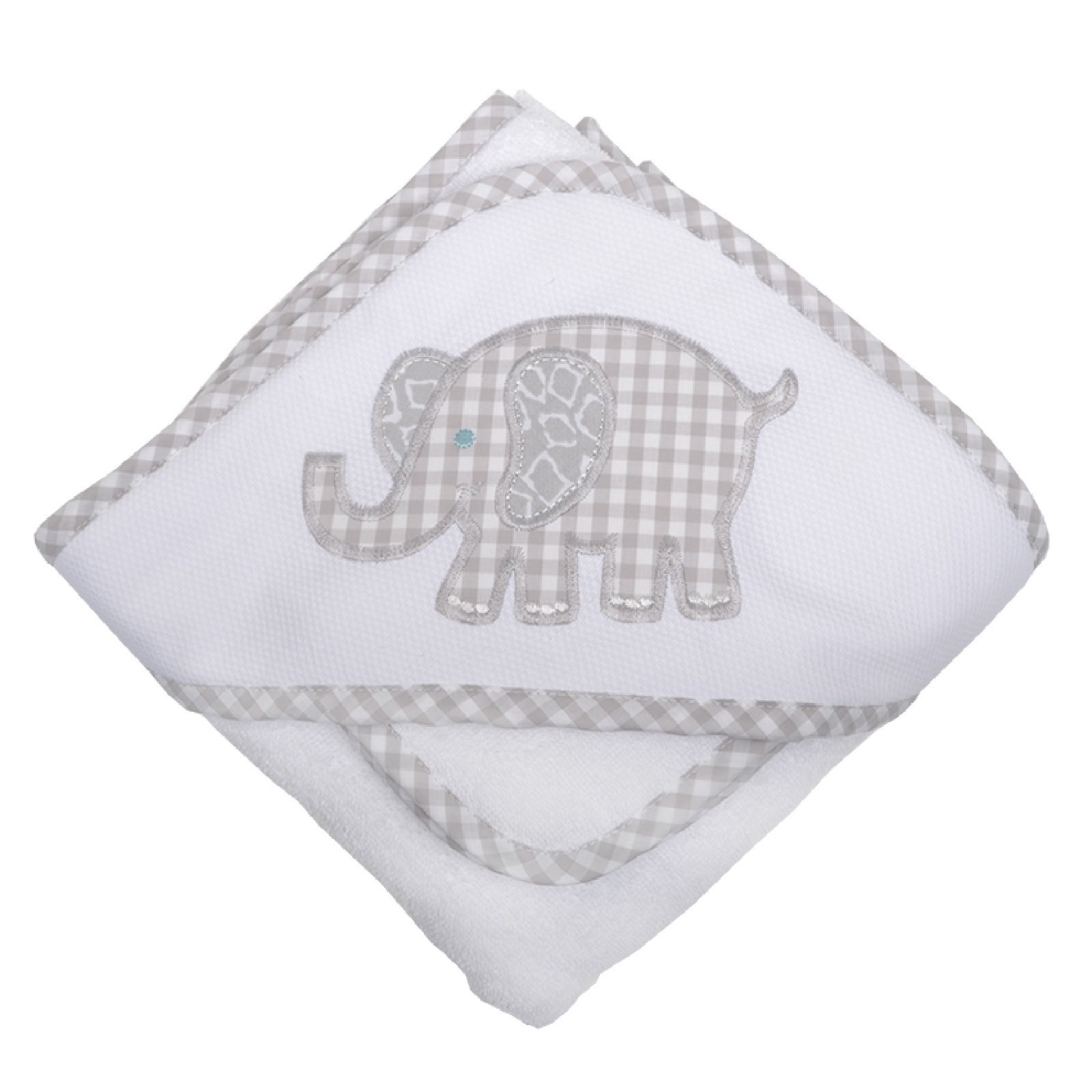 3 Marthas Boutique Hooded Towel and Washcloth (Gray Elephant)