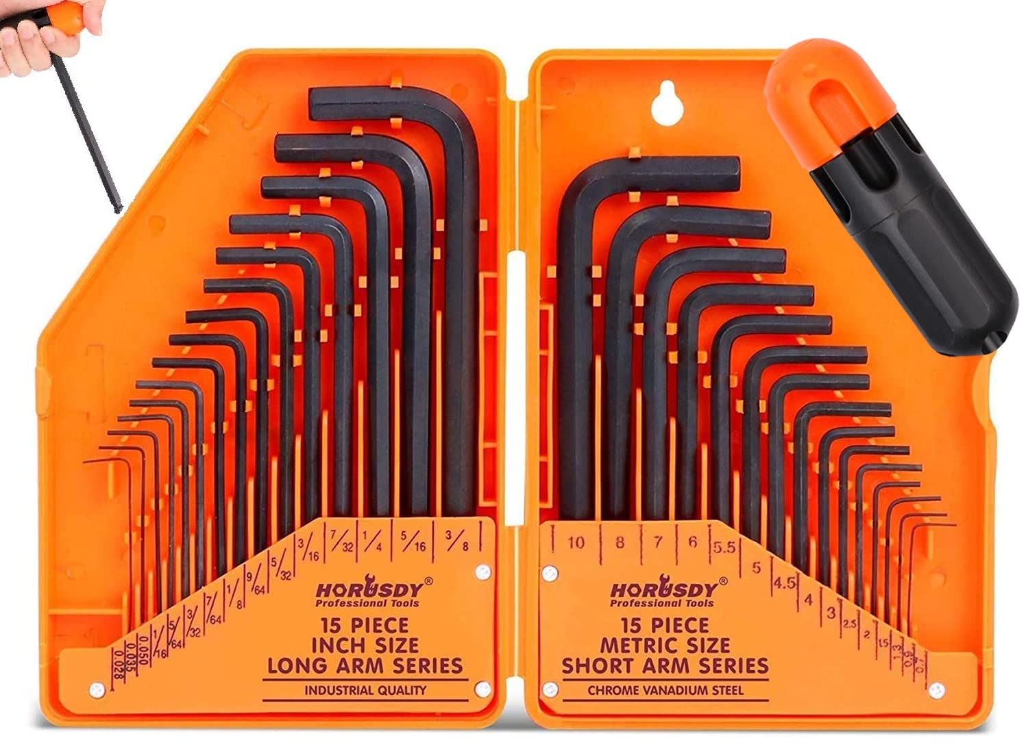 HORUSDY31-Piece Hex Key Set, Allen Wrench Set Inch/Metric MM(0.7mm-10mm) SAE(0.028"-3/8)