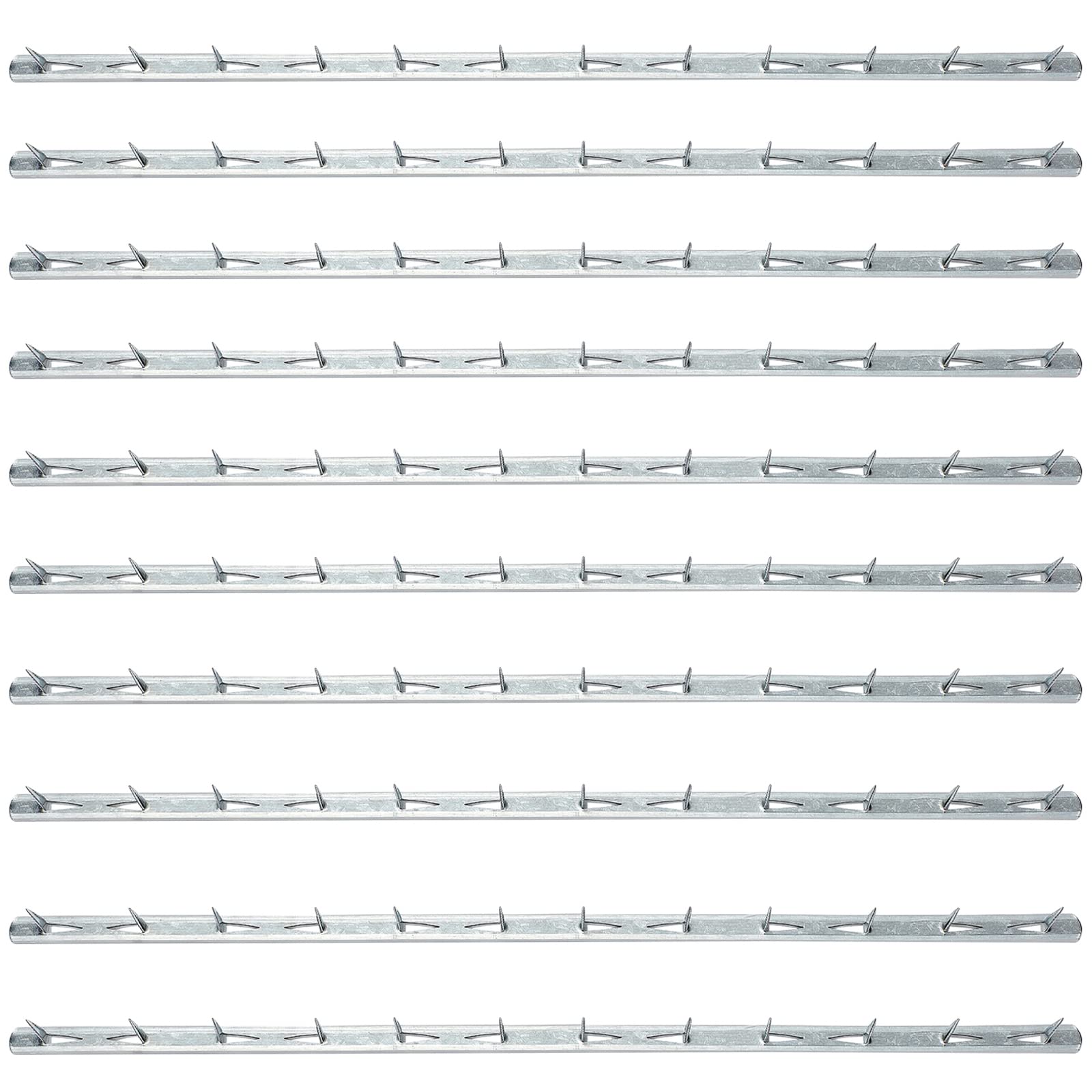 SUPERFINDINGS20Pcs 15.74x0.44inch Metal Tack Strips Sofa Rack with Nail Iron Bar Fangs Silver Galvanized Sofa Accessories Fabric Reupholstery Supplies for Furniture, Couch, Chair and Sofa