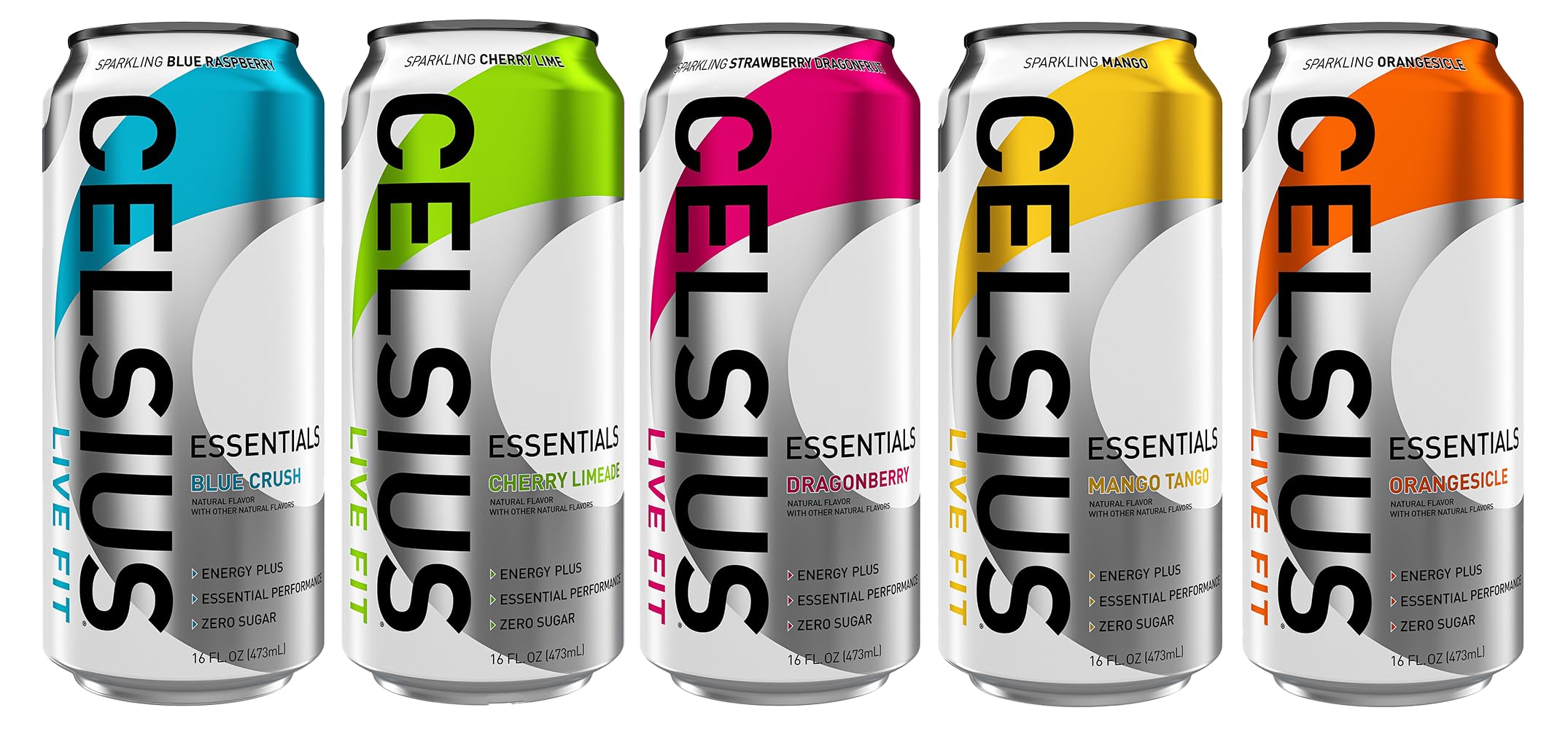 CELSIUS ESSENTIALS, Sparkling Performance Energy Drink, Multi Flavor Variety Sampler Pack, 16 Fl Oz (Pack of 10)