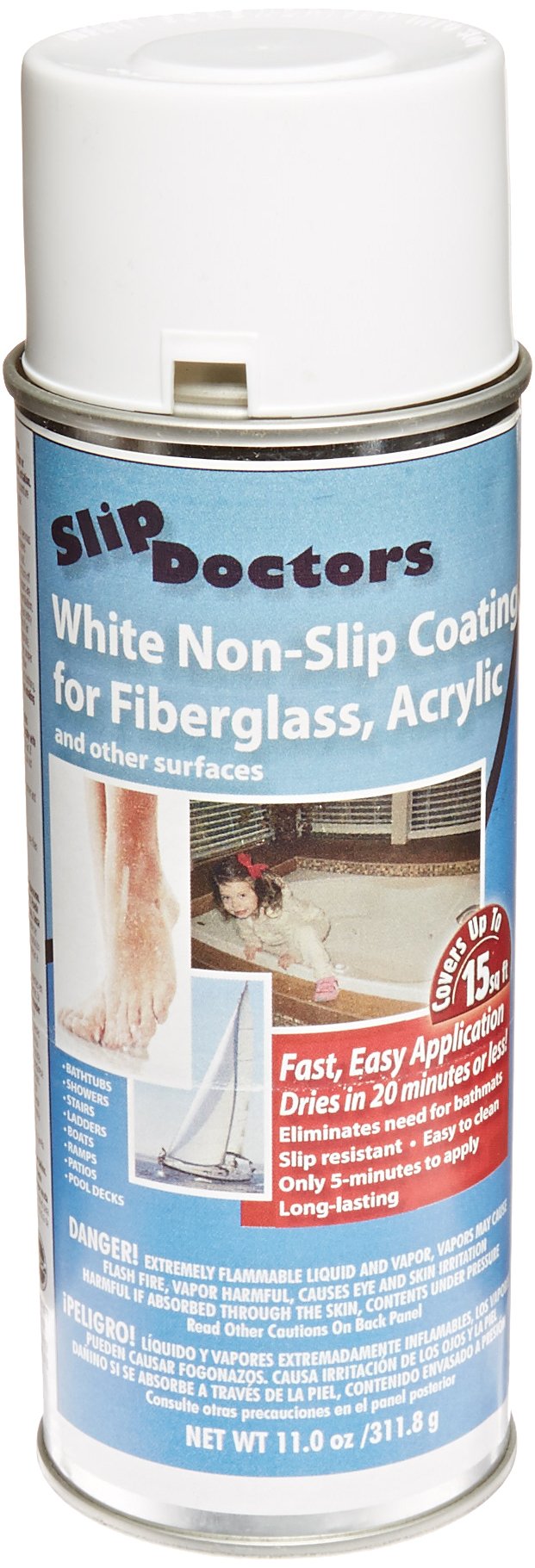 Non-Slip Spray for Slippery Fiberglass Acrylic Bathtub or Shower - White