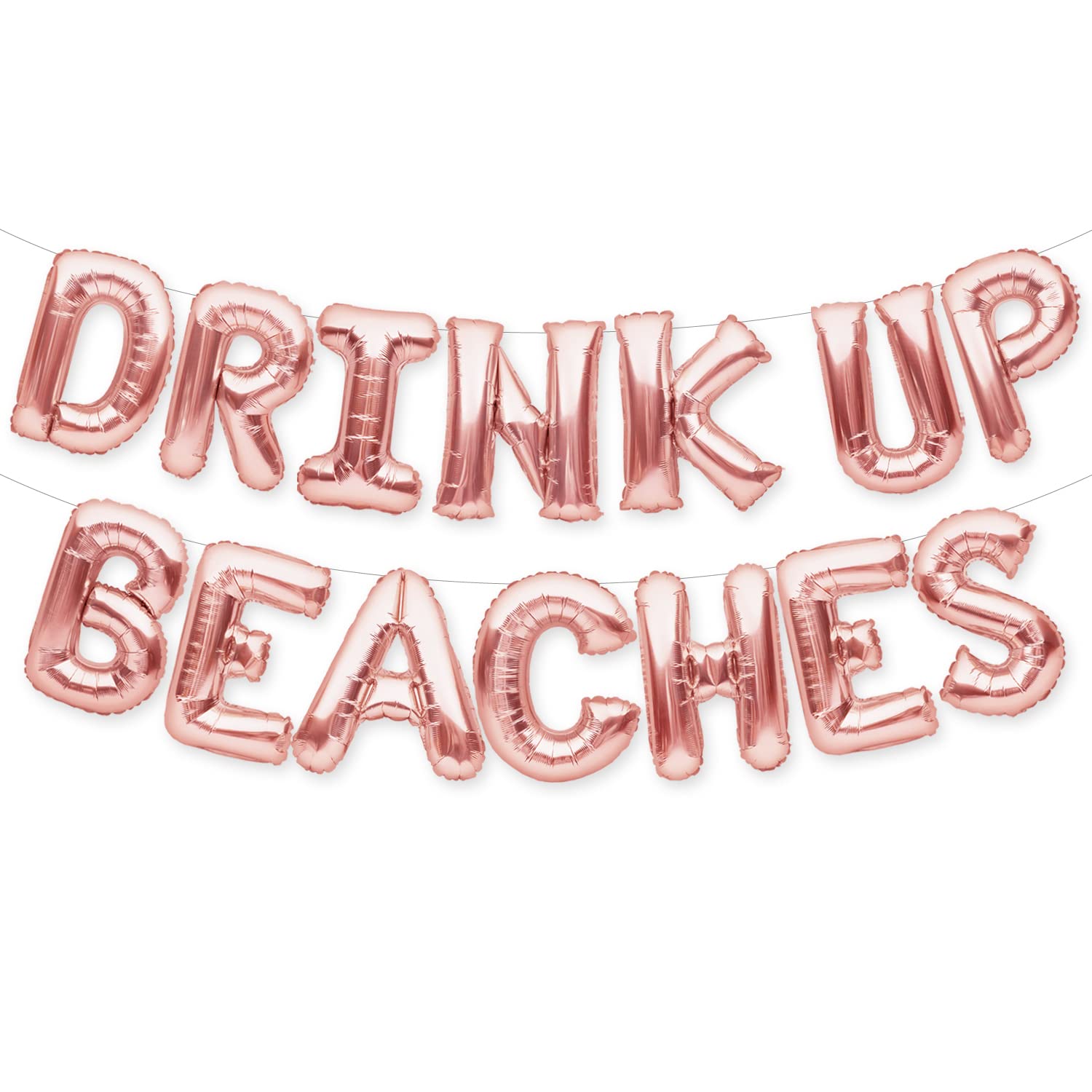 PartyForever DRINK UP BEACHES Balloons Banner Rose Gold Bachelorette Party Decorations Sign