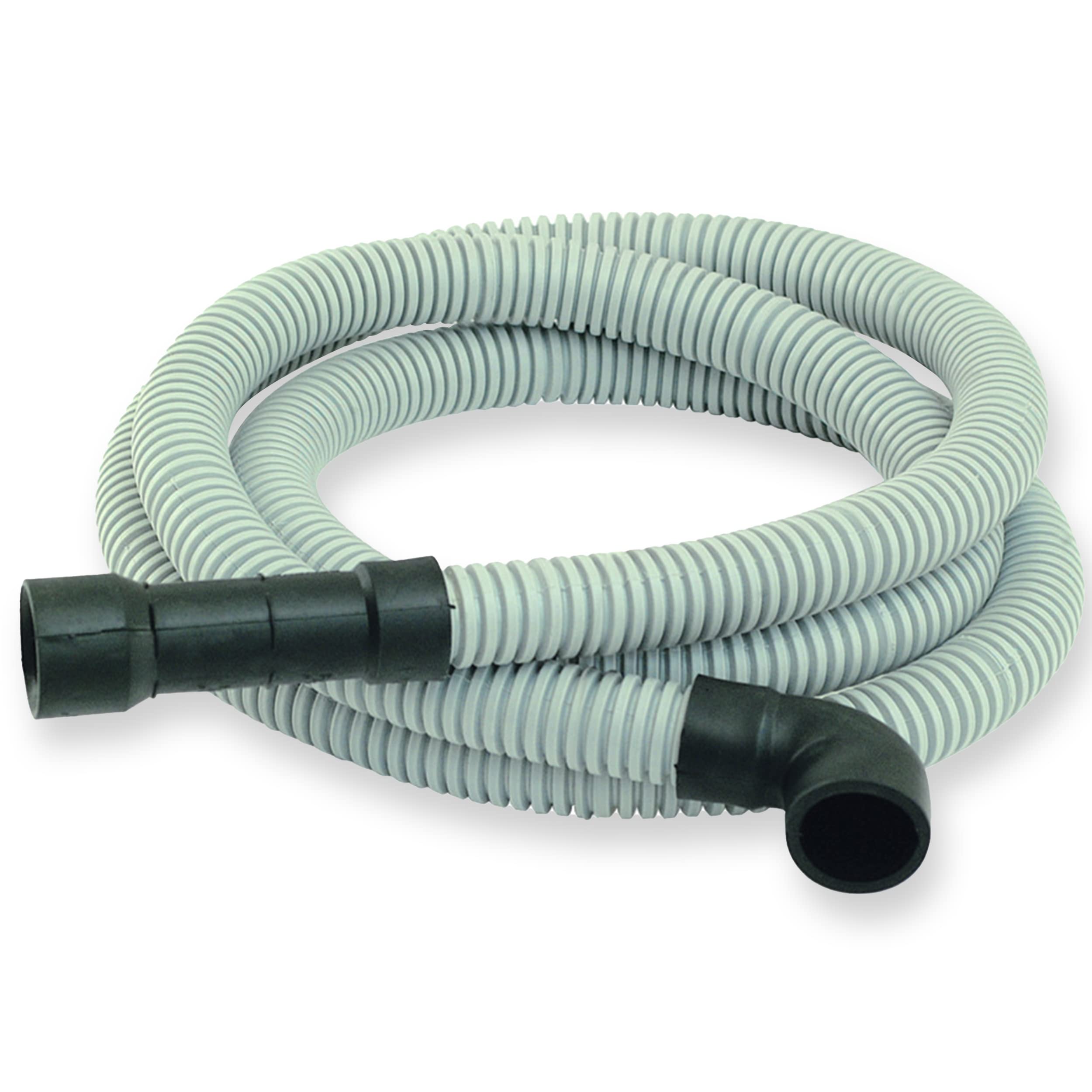 Eastman 8 Foot Dishwasher Drain Hose, Universal Fit with 5/8 Inch, 7/8 Inch, or 1 Inch OD Drain Outlet, 90 Degree Rubber Elbow, Corrugated, Gray PVC, 91218