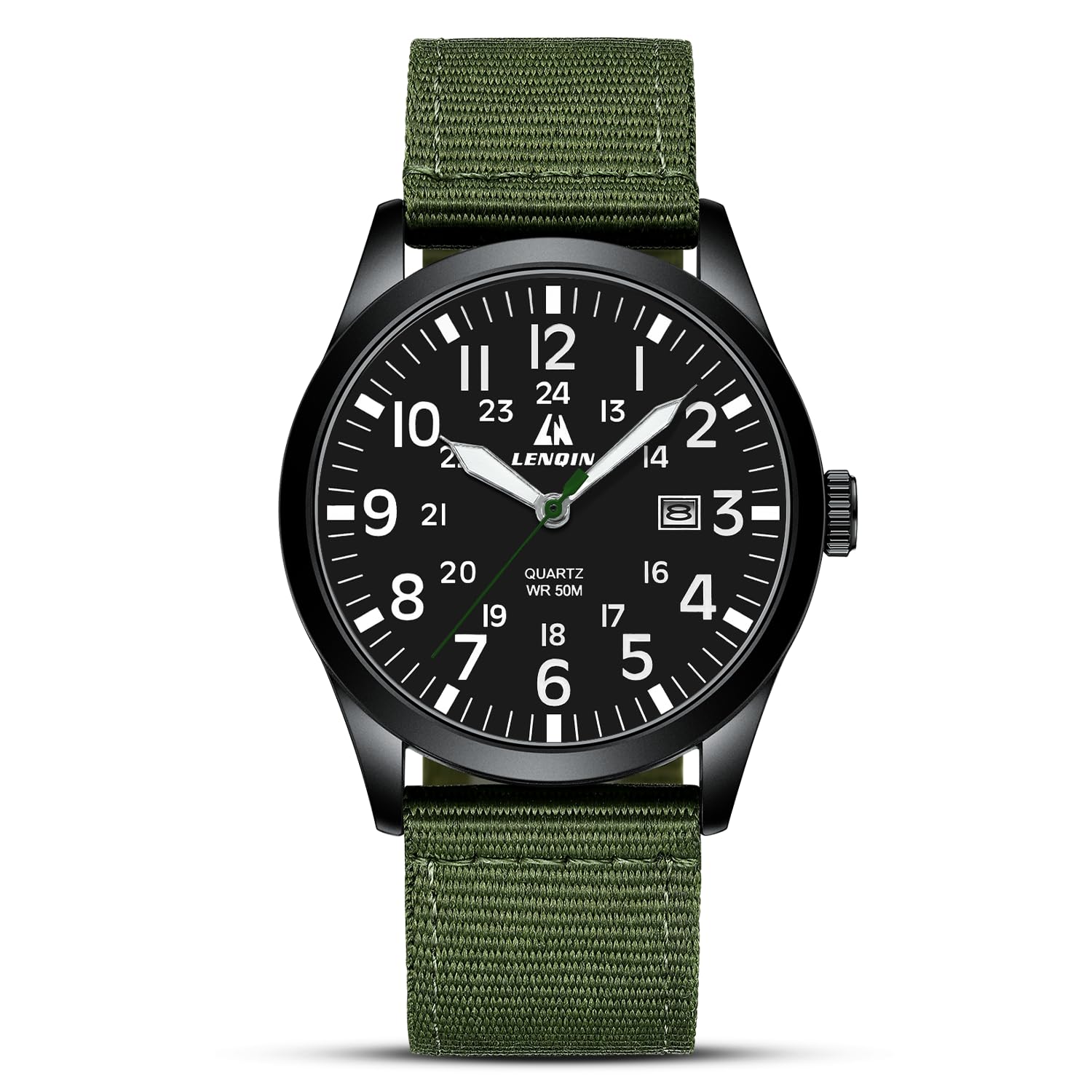 LN LENQIN Mens Watches Unisex Military Watches Sport Nylon Strap Stylish Luminous Fashion Watches Analog Quartz Watches for Men Waterproof Army Tactical Casual Wristwatch