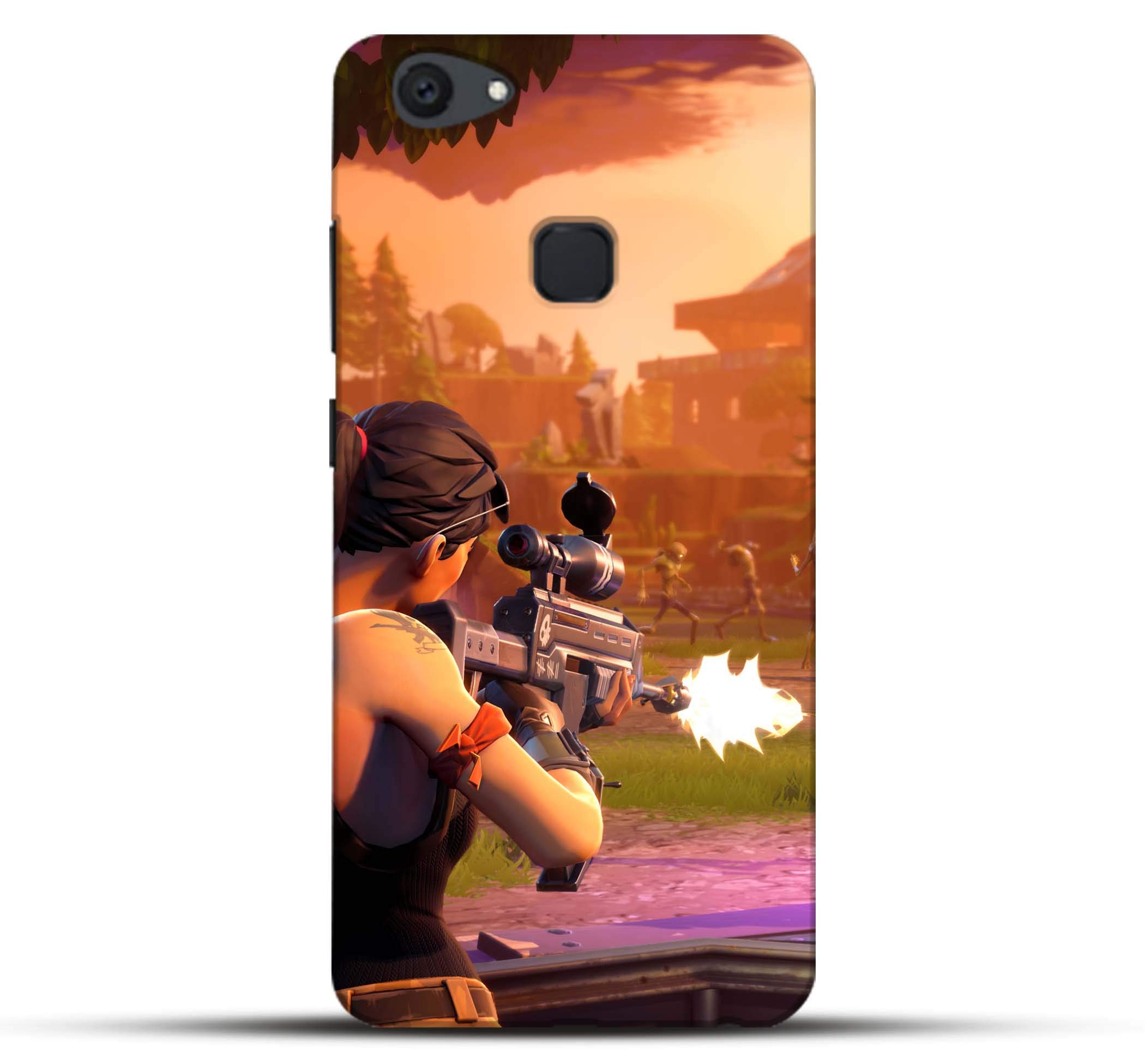 Pikkme Colorful Funky Dope Swag Gang Gaming Gamers Swords Guns Zombie Battle Fort Girl Warrior Cartoon Fighters Designer Printed Hard Back Case and Cover for Vivo V7 Plus