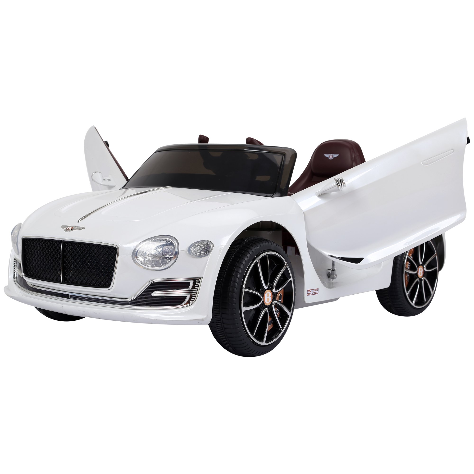 HOMCOM Compatible Electric Kids Ride On Car Bentley GT 12V Battery Powered Toy Two Motors with LED Light Music Parental Remote Control for 3-5 Years White Bentley