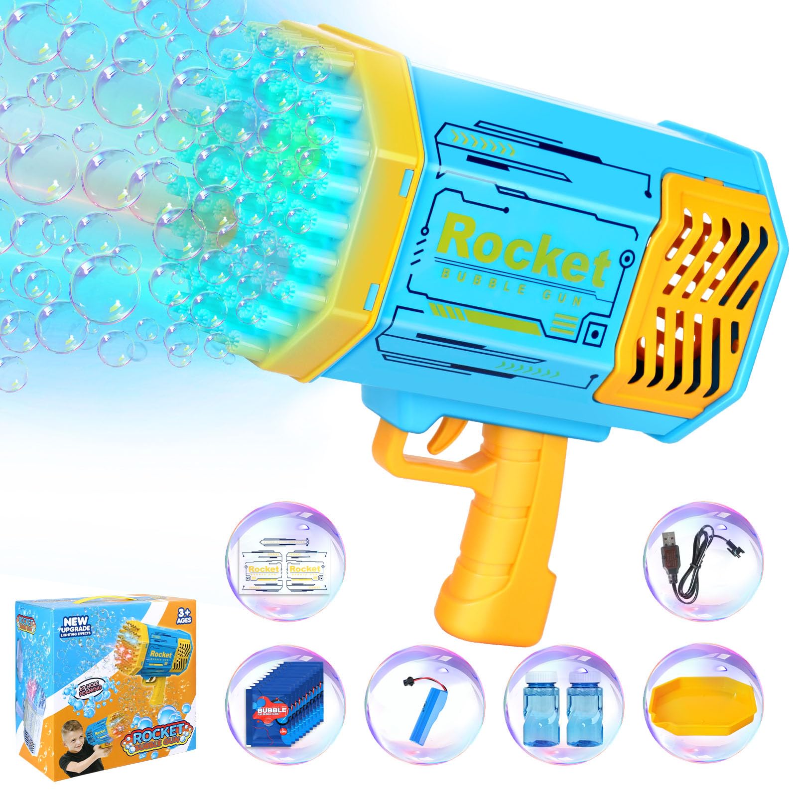 Bazooka Bubble Blaster Gun,Rocket Bubble Machine Blower,Birthday Gift for Boys Kids,Bubble Maker Toys for Party Wedding(Blue)