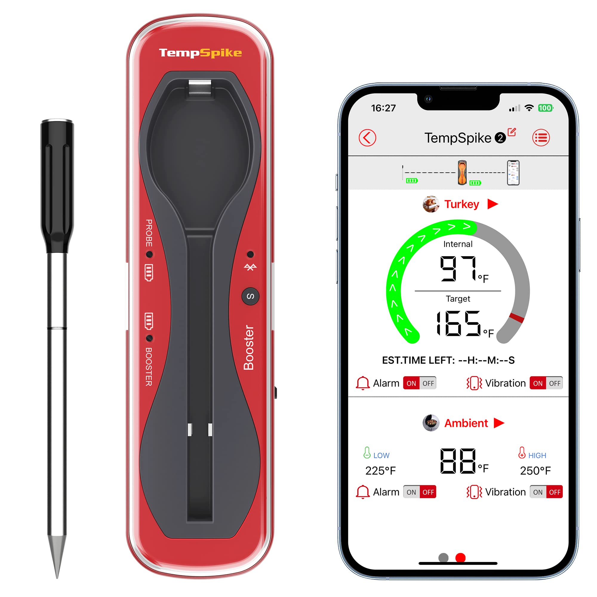 ThermoPro TempSpike Premium Truly Wireless Meat Thermometer up to 500-Ft Remote Range, Bluetooth Meat Thermometer with Wire-Free Probe, Meat Thermometer Wireless for Sous Vide Smoker Rotisserie