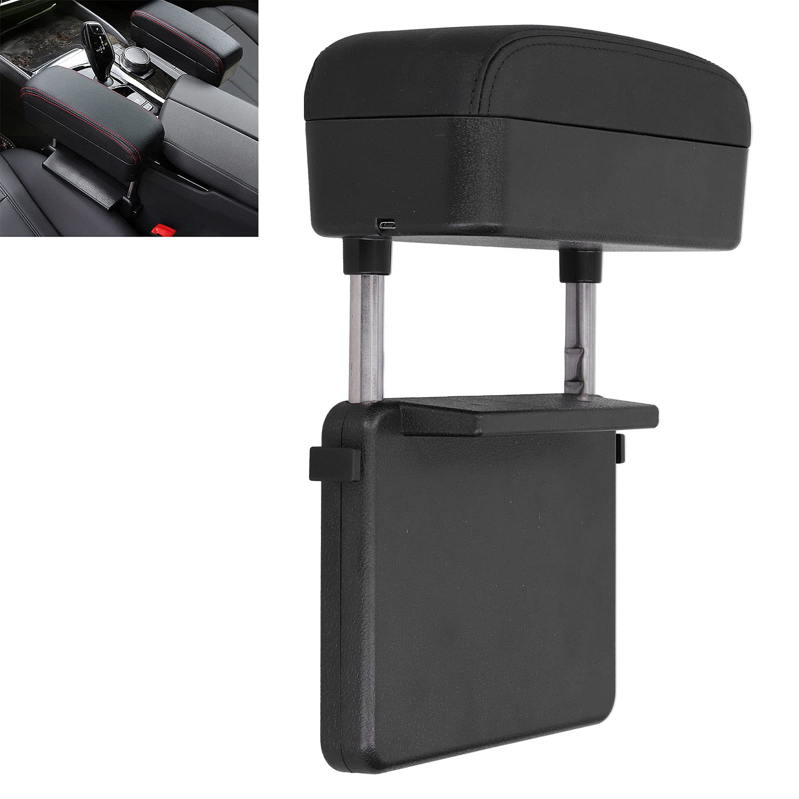 Universal Armrest Center Console, Car Armrest Storage Box Wireless Charging Auto Car Arm Rest Extender Support, Height Adjustable Soft and Comfortable Armrest Pad