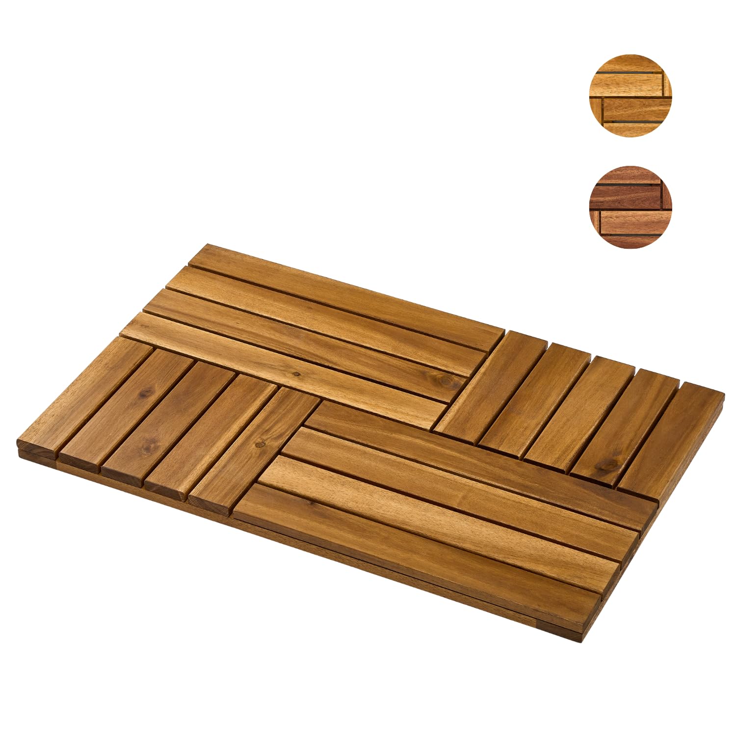 THYOIAcacia Wood Bathmat Golden Teak Colour 15.3” x 23.8” x 1.0”