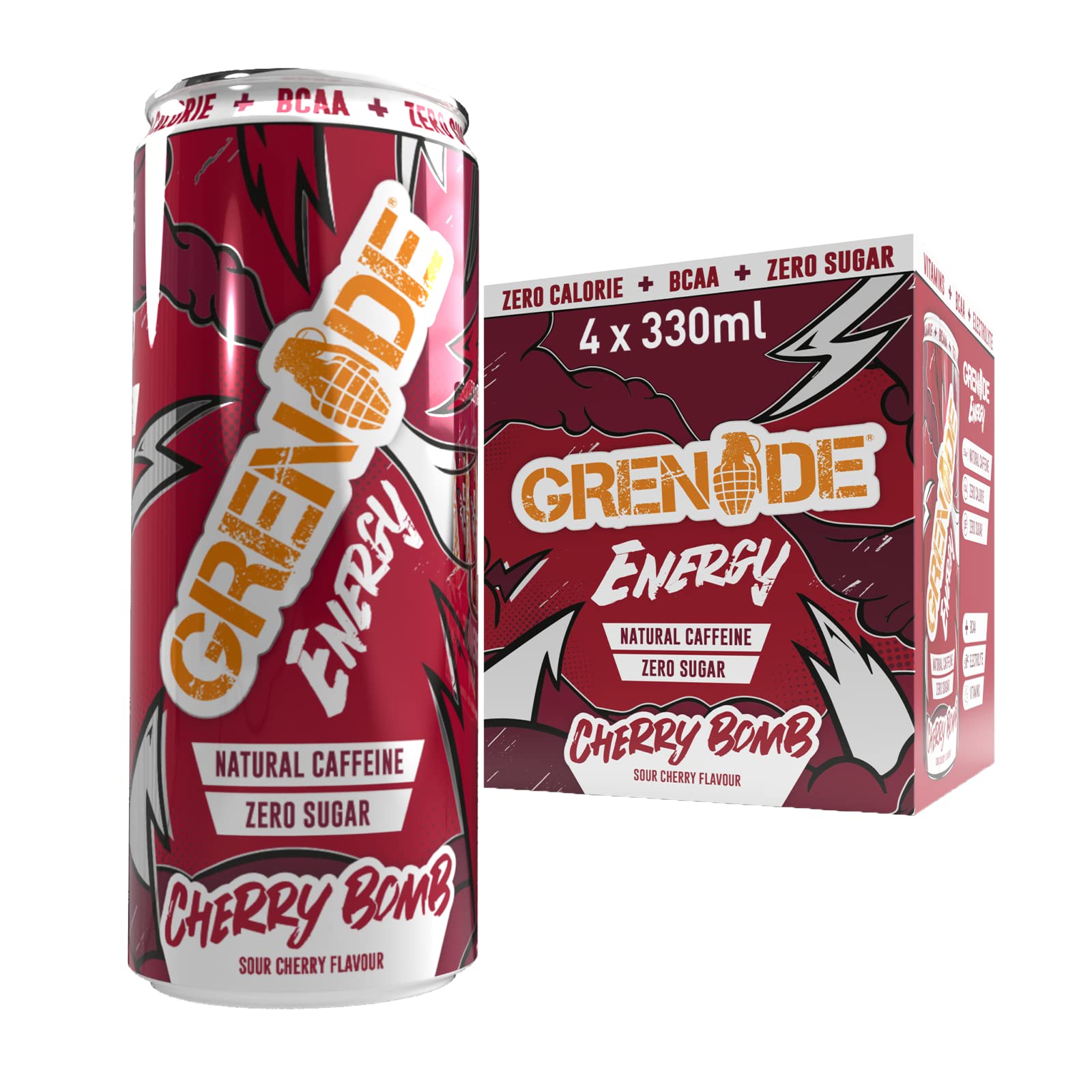 Grenade Energy - Cherry Bomb, 330 ml (Pack of 4)